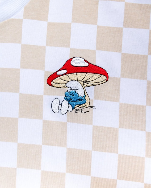 Smurf Check Oversized Graphic Tee - Unisex 90s Boxy Fit 100% Combed Cotton