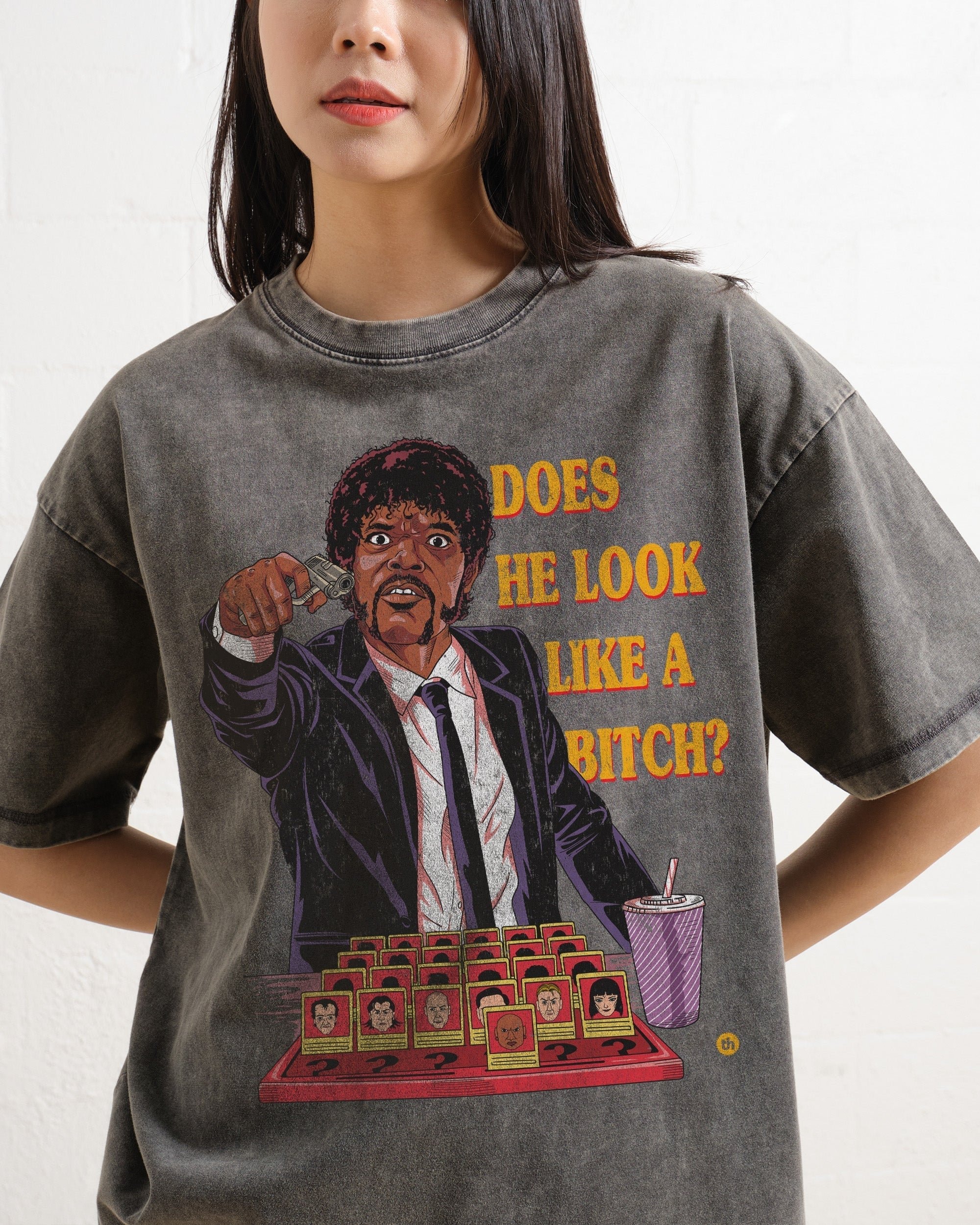 Does He Look Like a Bitch Oversized Graphic Tee - Unisex 100% Combed Cotton Heavyweight 275gsm