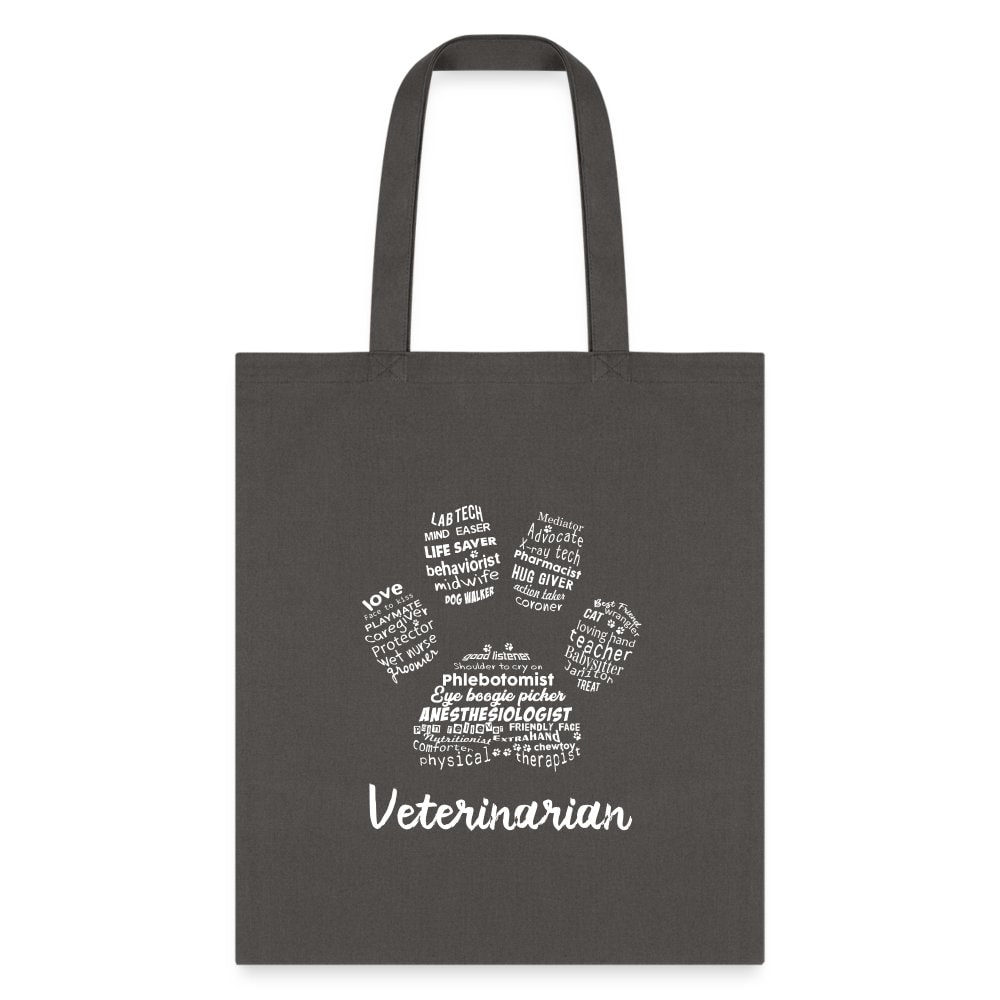 Veterinarian Pawprint Cotton Tote Bag - Vet Tech Student Receptionist Gift