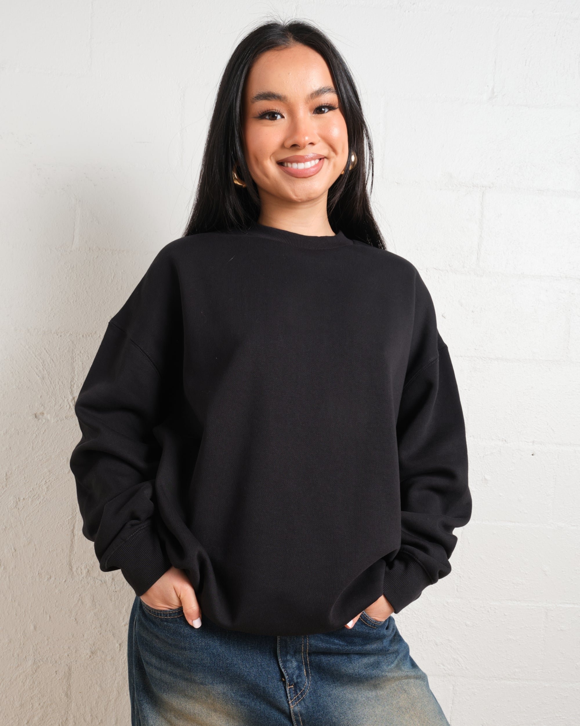 Unisex Sweatshirt 2 Pack Black Charcoal Drop Shoulder 340GSM Cotton Polyester