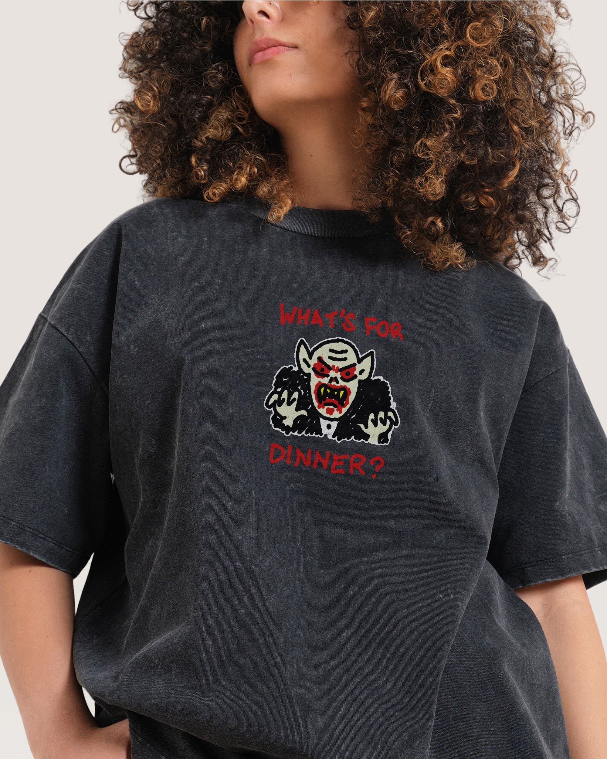 What's For Dinner? Oversized Graphic Tee - Threadheads Unisex 90s Boxy Fit Cotton T-Shirt