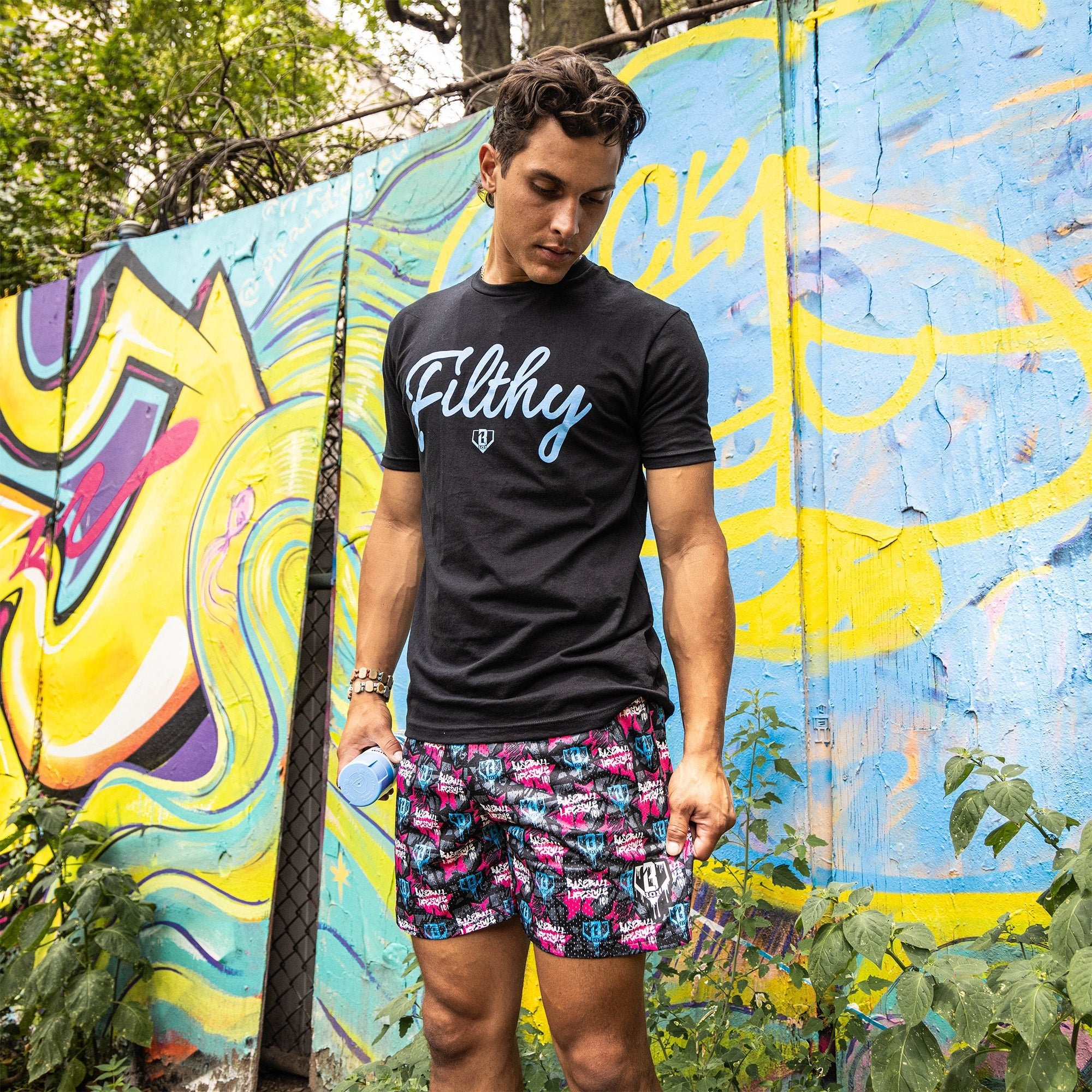 Baseball Lifestyle Tag Youth Mesh Shorts Neon Pink Electric Blue