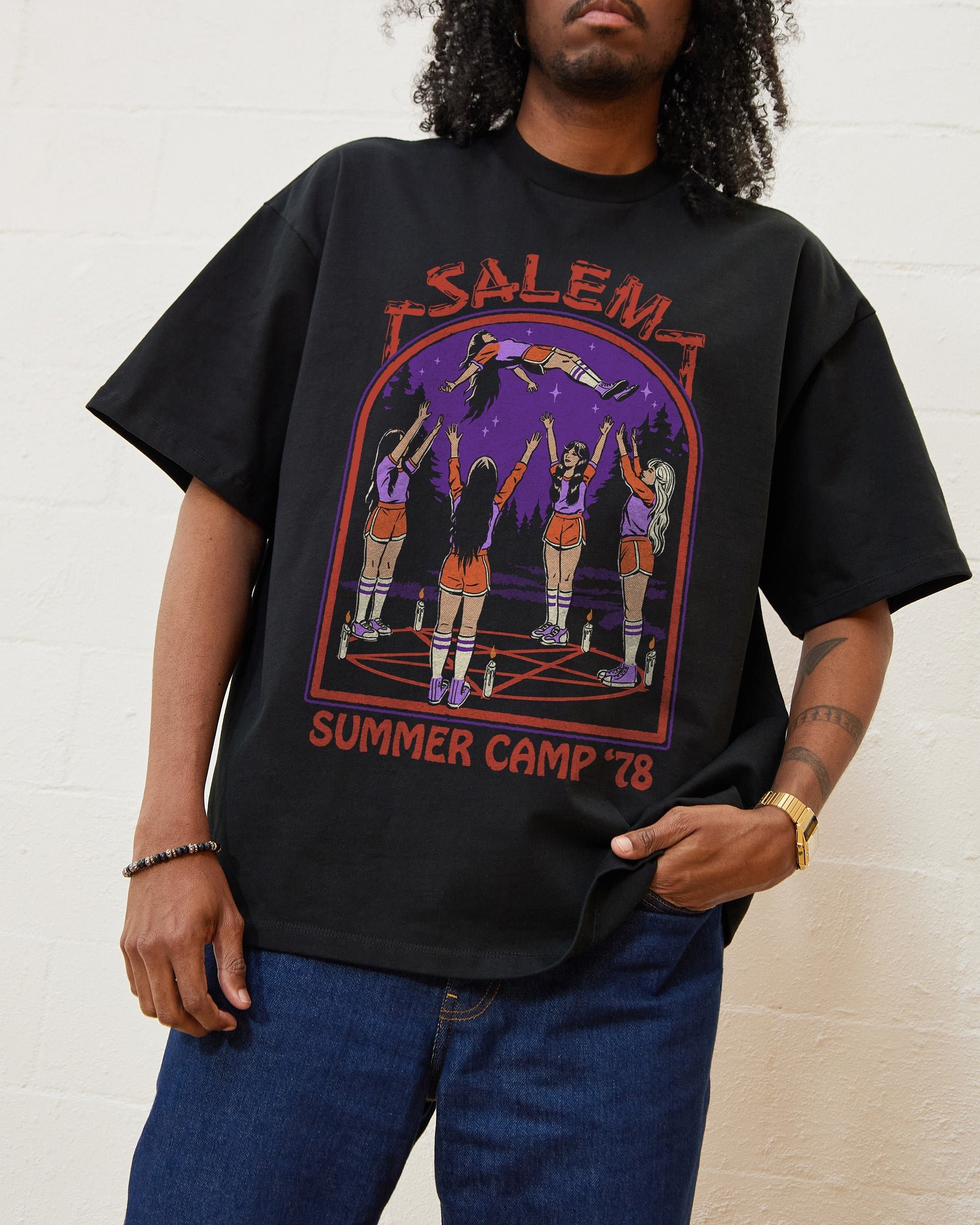 Salem Summer Camp Oversized Graphic Tee Unisex 90s Boxy Fit 100% Combed Cotton