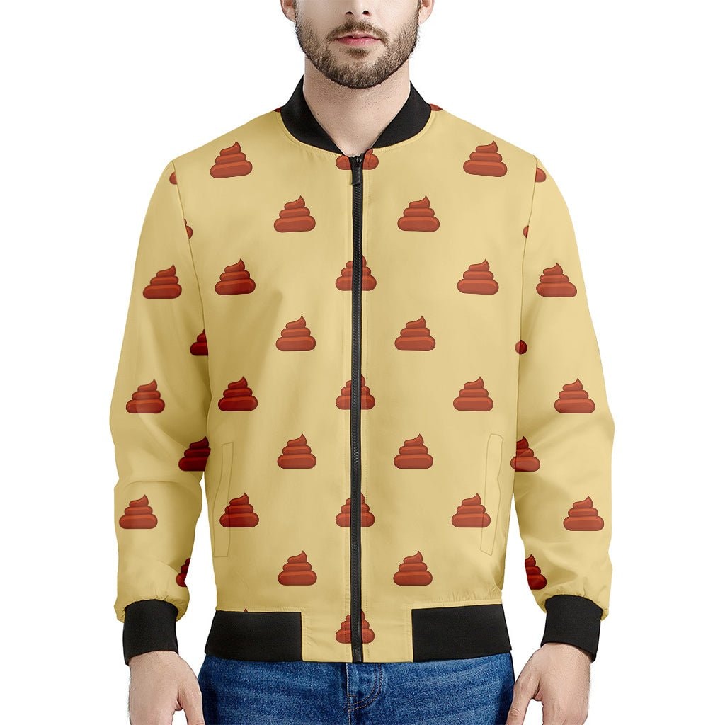 Brown Poop Pattern Print Men's Bomber Jacket - Premium Polyester Blend