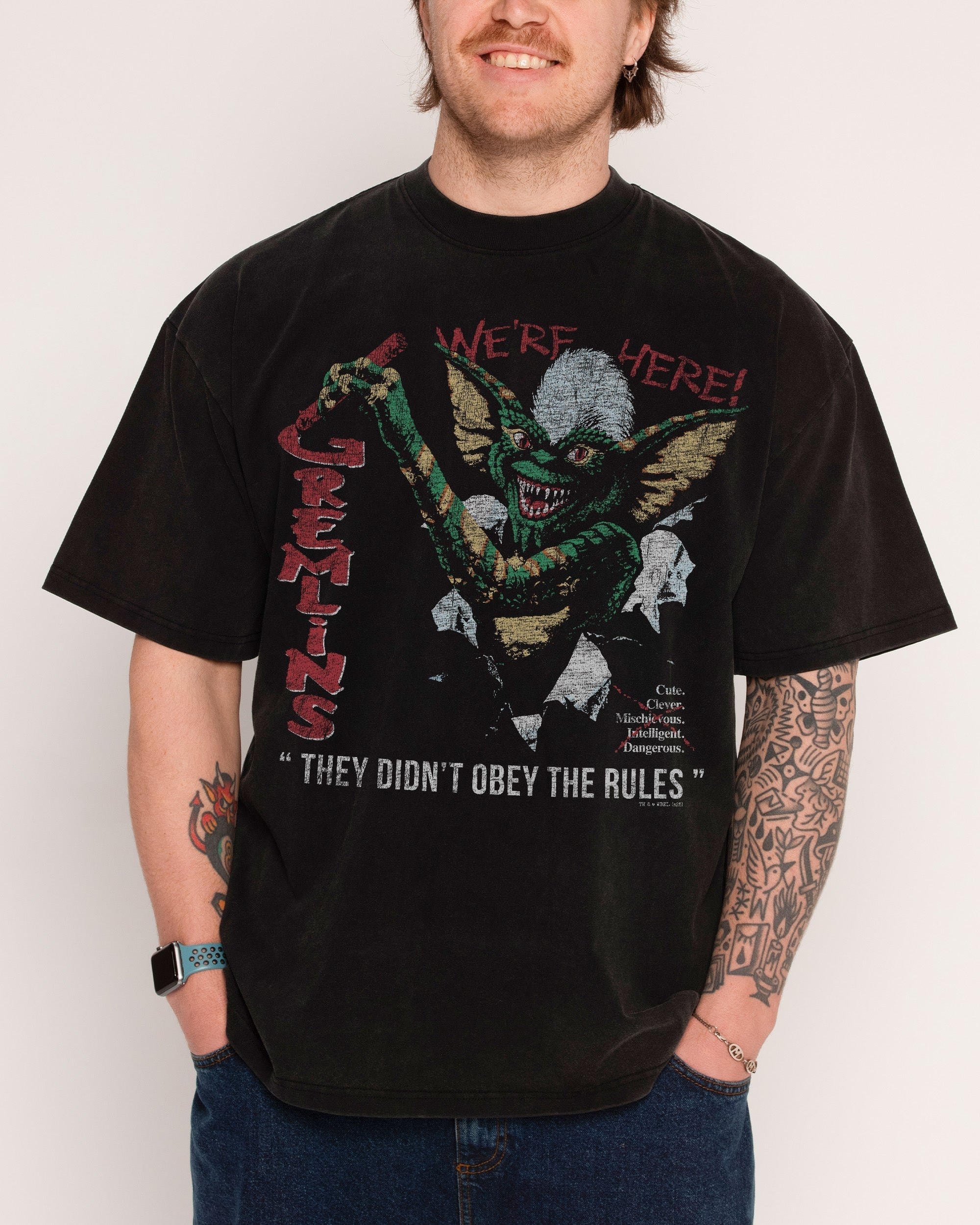 We're Here Oversized Graphic Tee - Gremlins Collab Unisex 100% Combed Cotton