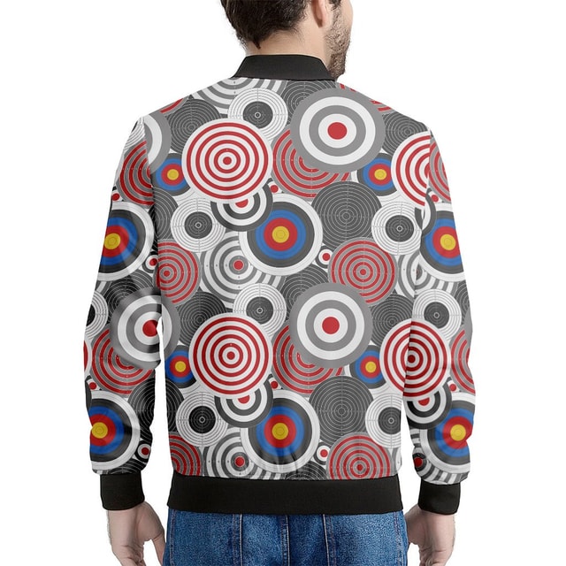 Bullseye Target Pattern Print Men's Bomber Jacket