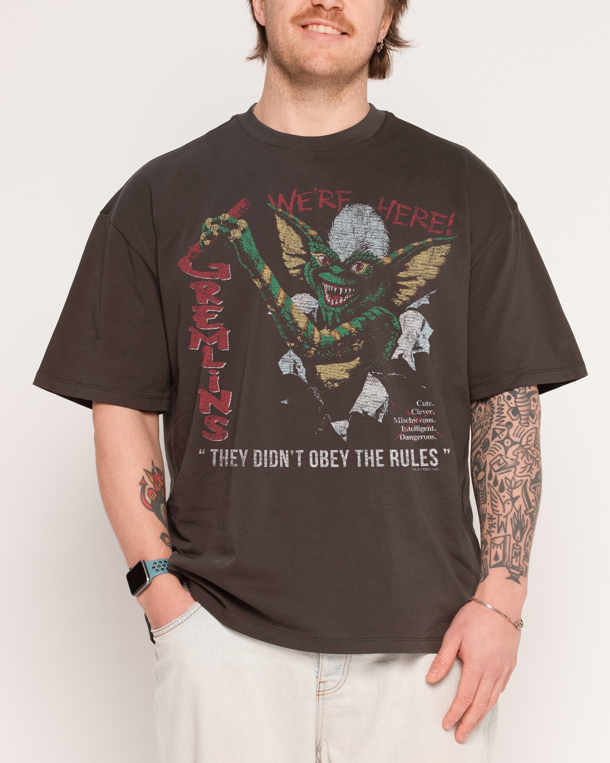 We're Here Oversized Graphic Tee - Gremlins Collab Unisex 100% Combed Cotton