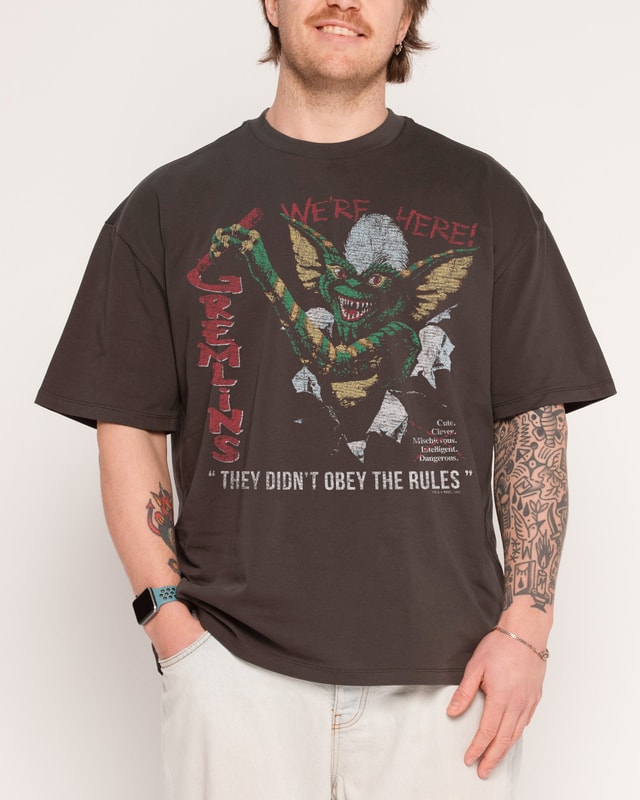 We're Here Oversized Graphic Tee - Gremlins Collab Unisex 100% Combed Cotton