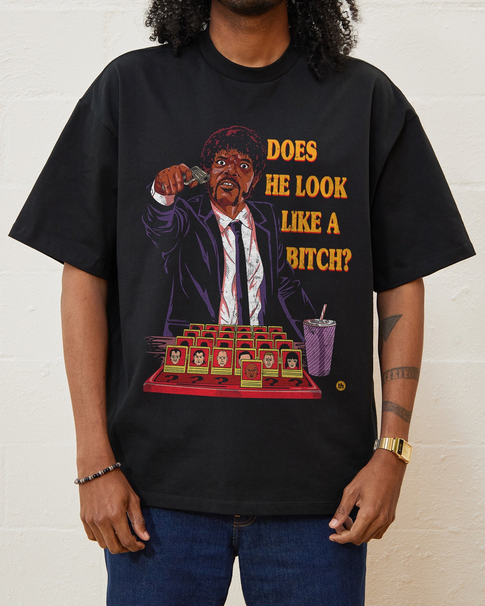 Does He Look Like a Bitch Oversized Graphic Tee - Unisex 100% Combed Cotton Heavyweight 275gsm