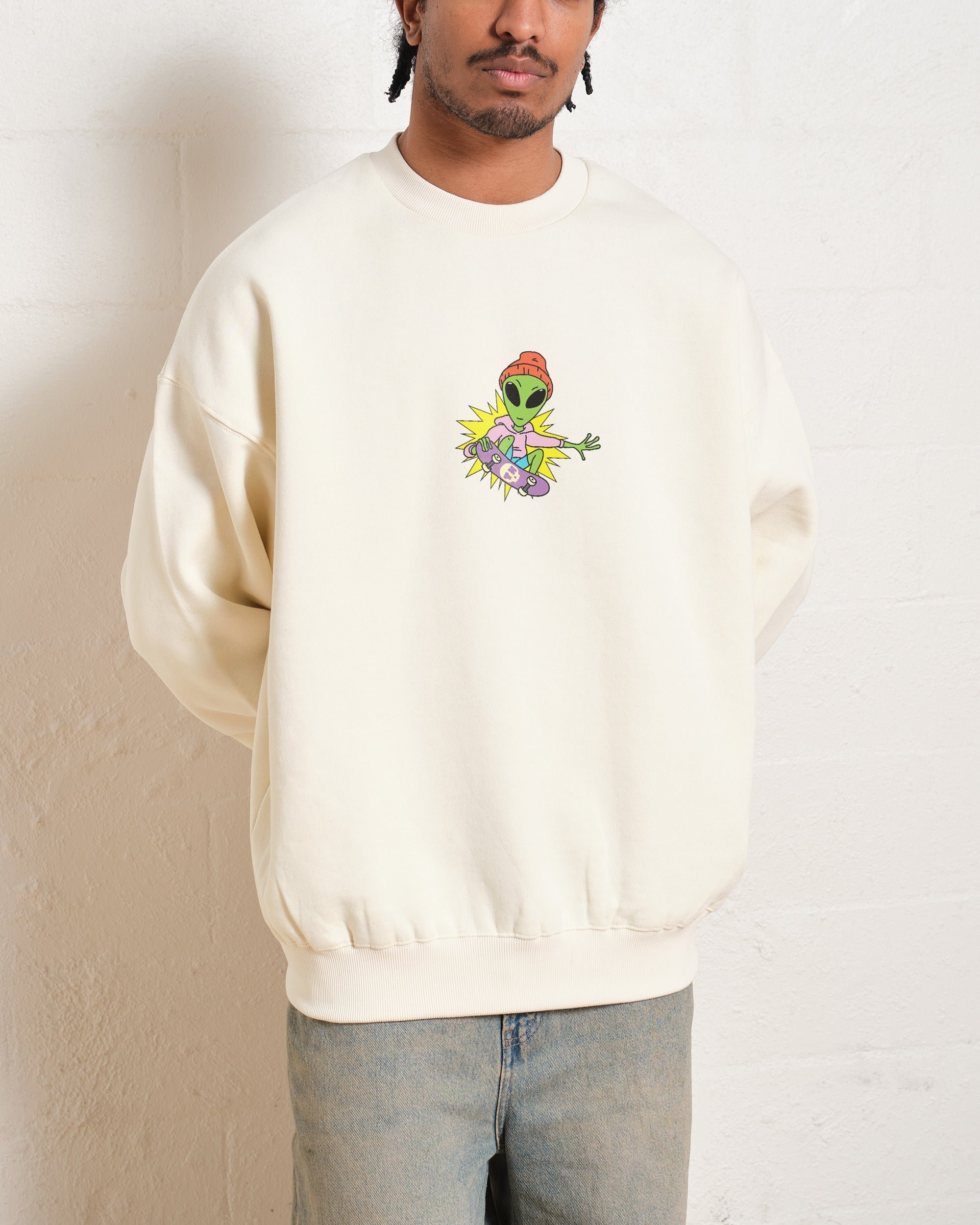 Alien Skate Unisex Sweatshirt - Threadheads Graphic Print 340gsm Cotton-Poly Blend