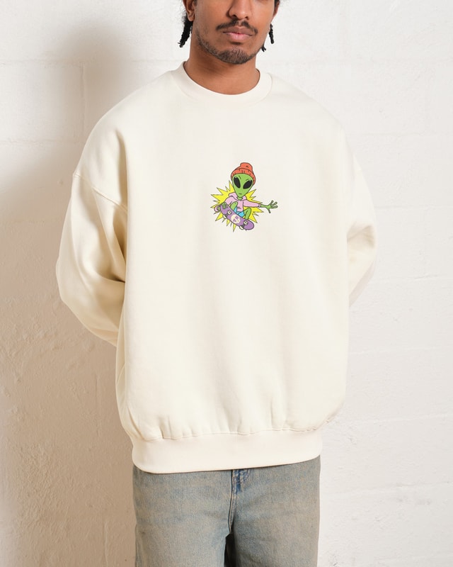 Alien Skate Unisex Sweatshirt - Threadheads Graphic Print 340gsm Cotton-Poly Blend