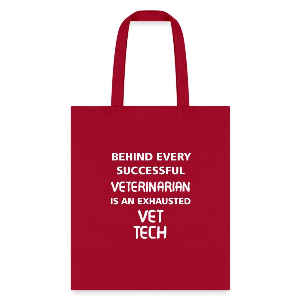 Vet Tech Exhausted Cotton Tote Bag - Humorous Veterinary Graphic Print