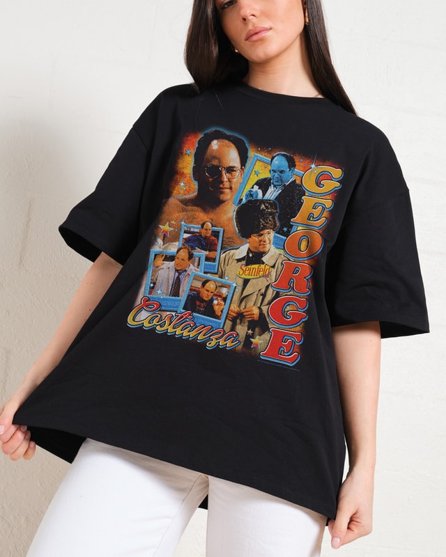George Costanza Oversized Graphic Tee - Seinfeld Unisex 90s Boxy Fit Cotton T-Shirt