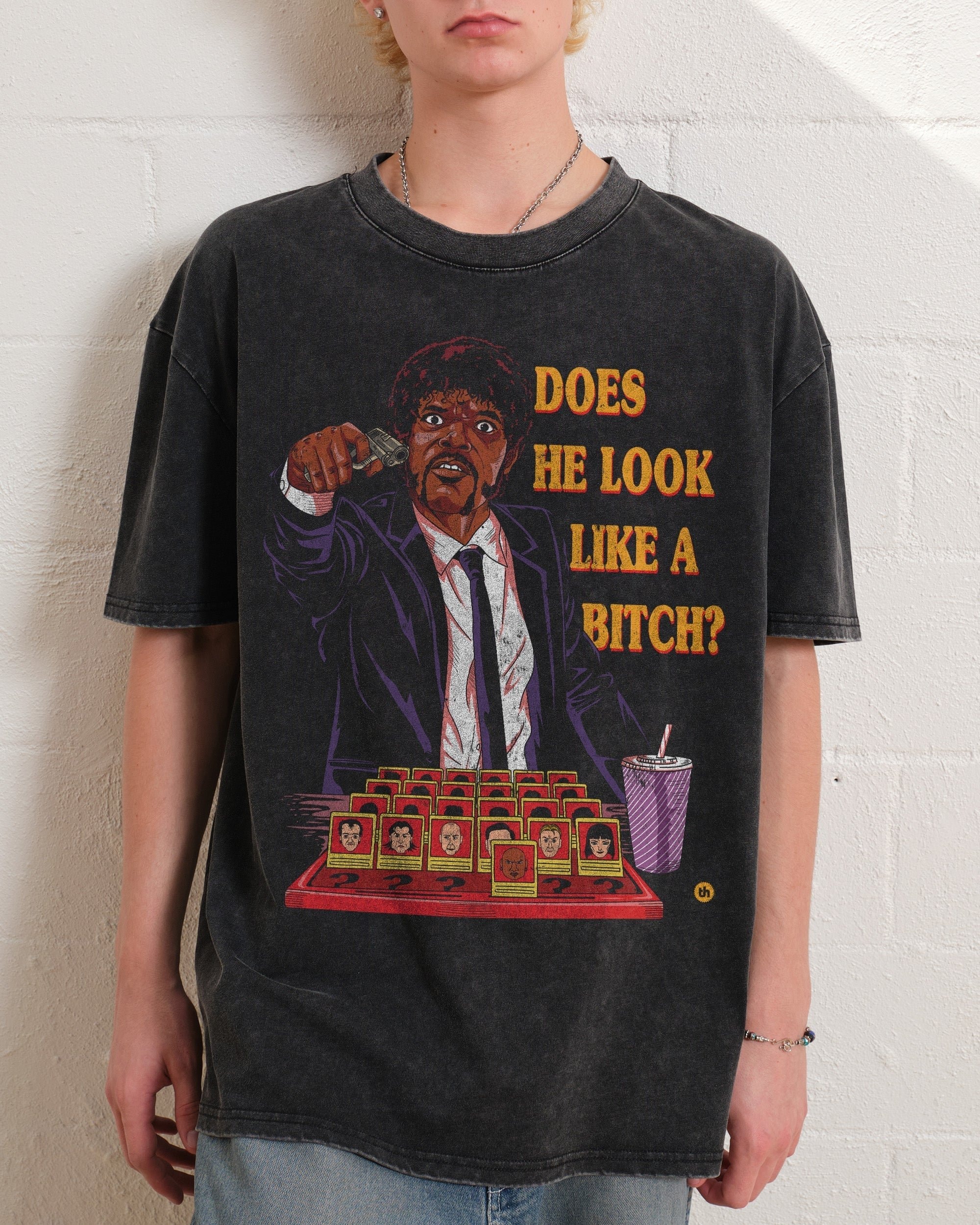 Does He Look Like a Bitch Oversized Graphic Tee - Unisex 100% Combed Cotton Heavyweight 275gsm