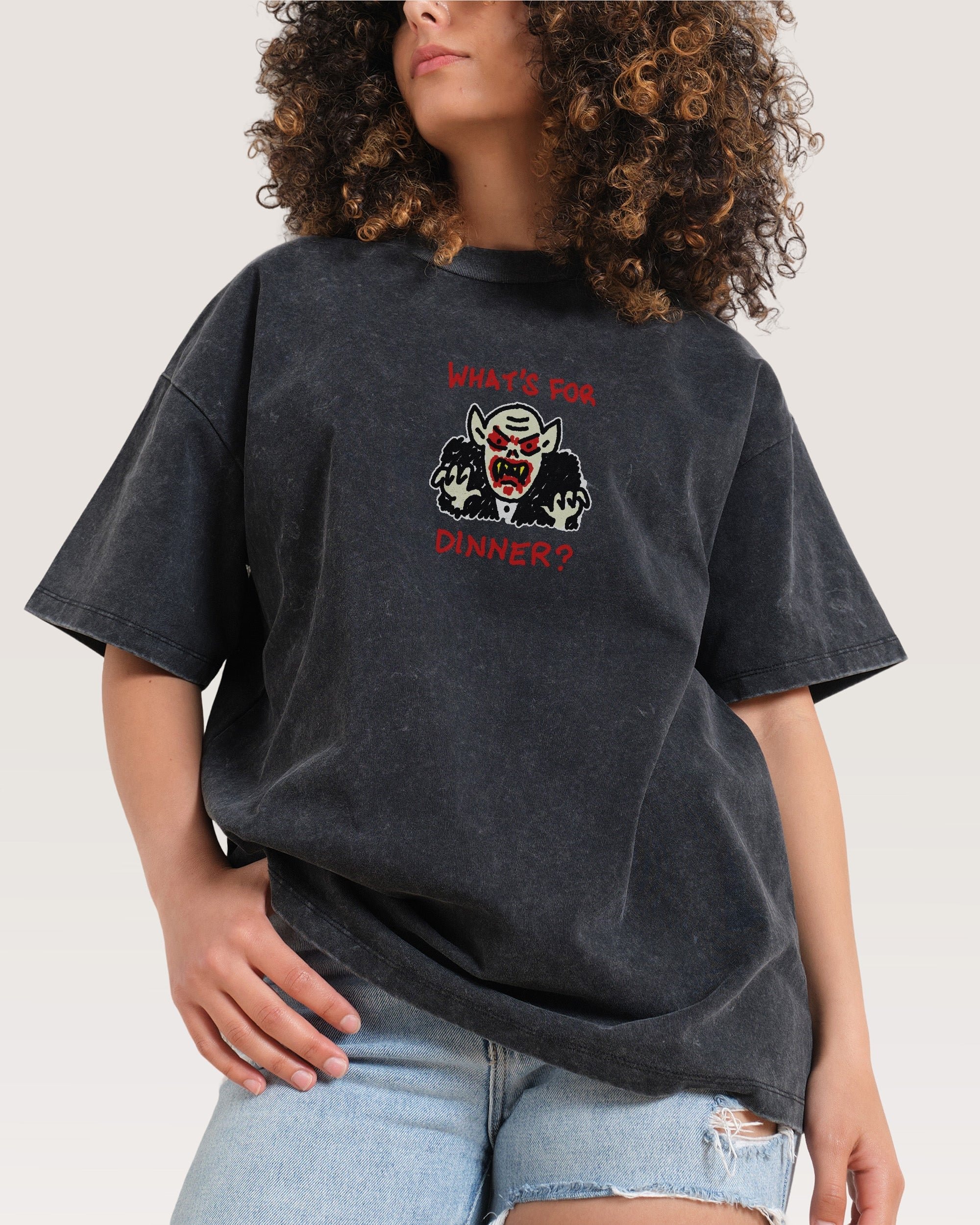 What's For Dinner? Oversized Graphic Tee - Threadheads Unisex 90s Boxy Fit Cotton T-Shirt