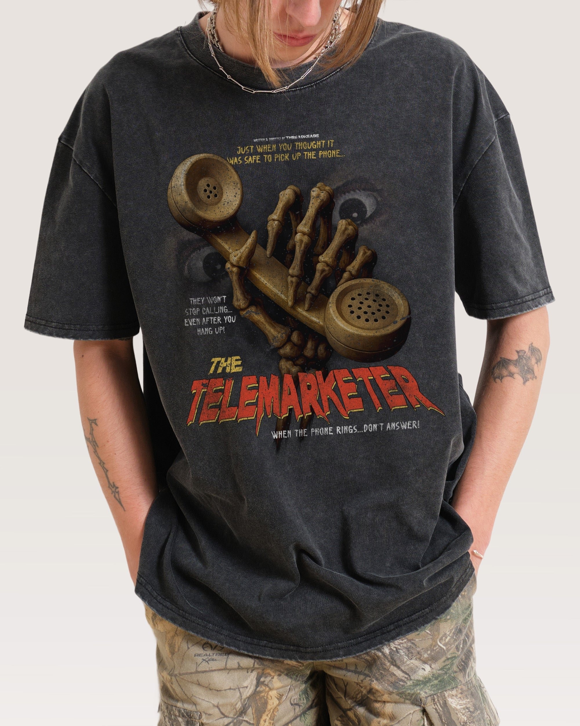 Threadheads Telemarketer Oversized Graphic Tee - 90s Boxy Fit Unisex Cotton T-Shirt