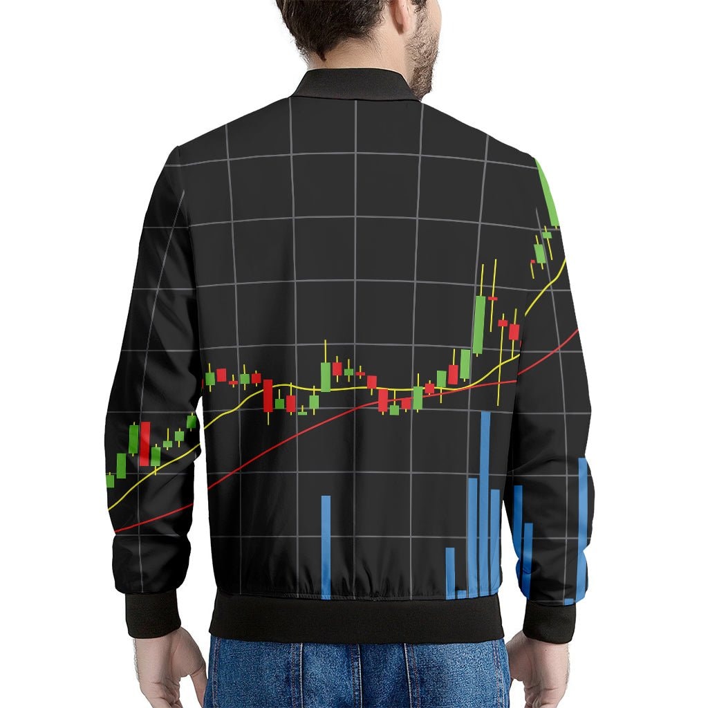 Candlestick Stock Graph Chart Print Men's Bomber Jacket