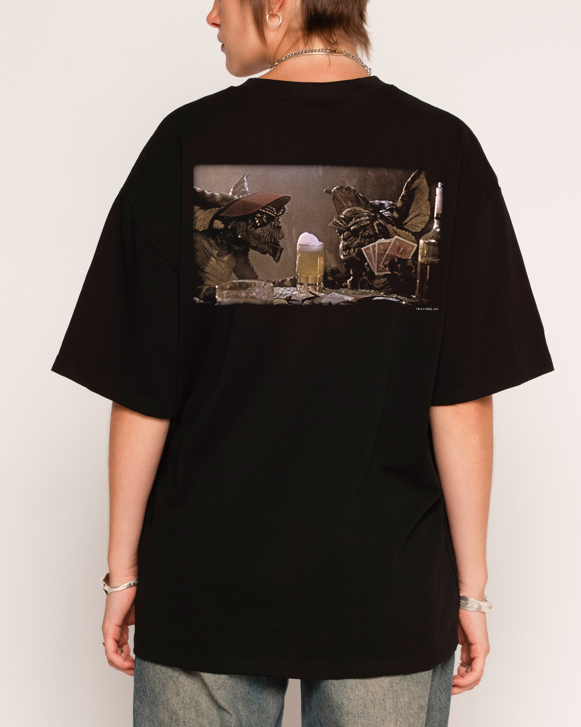 Boys Night Gremlins Oversized Graphic Tee - 90s Boxy Fit Heavyweight Cotton