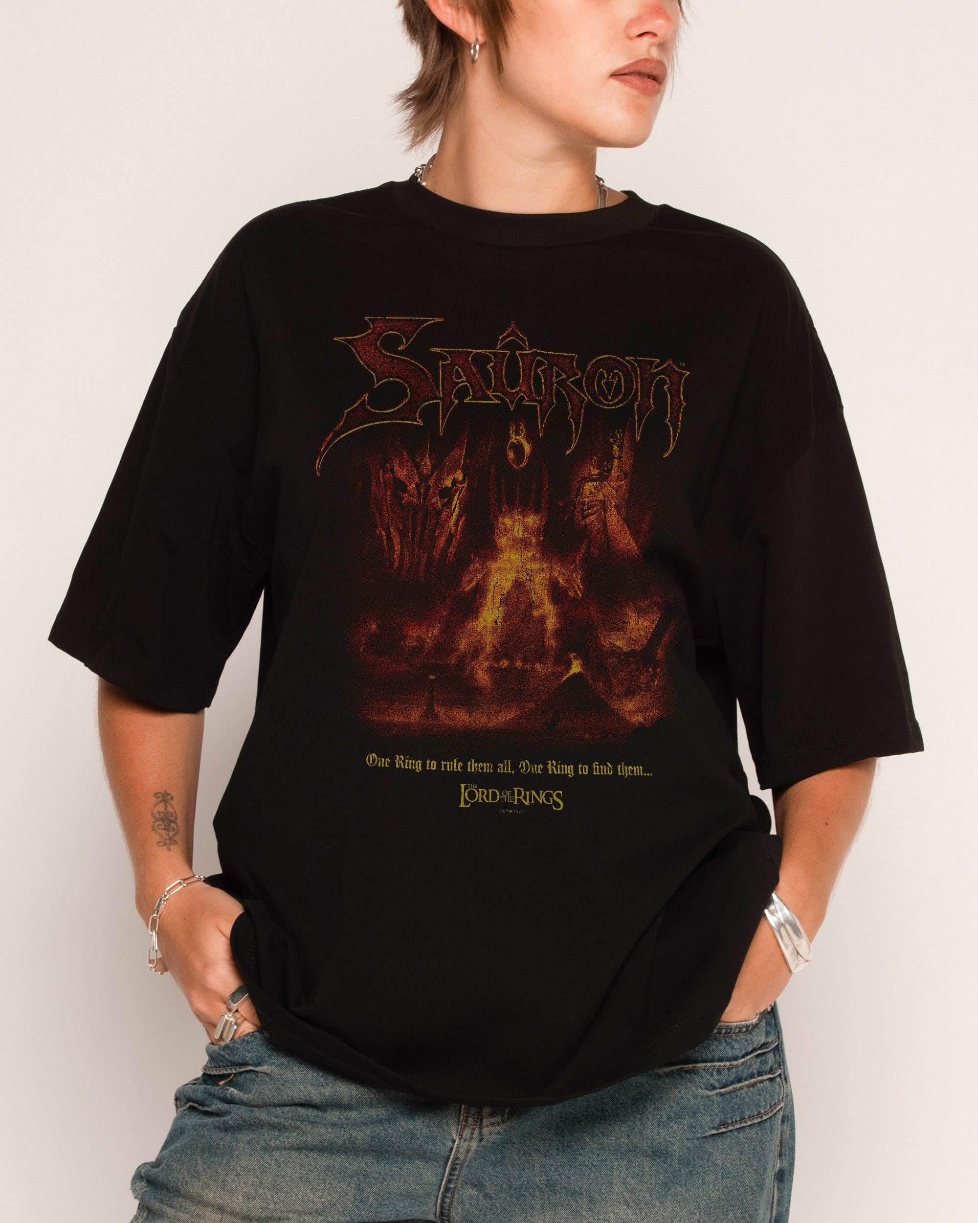 Dark Lord Sauron Oversized T-Shirt - Lord of the Rings Graphic Tee Unisex Black