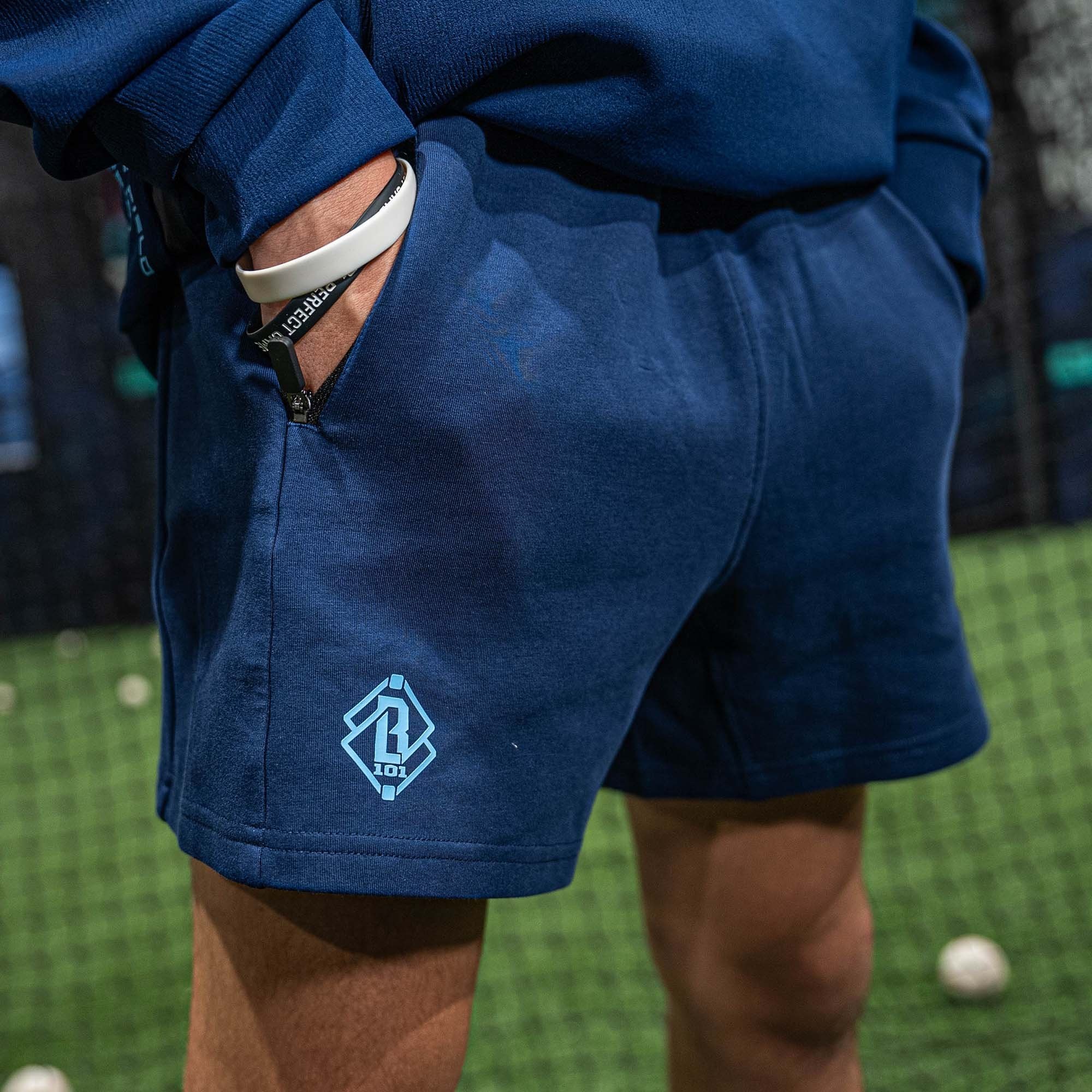 Diamond Relaxed Fit Sweatshorts - Navy/Light Blue