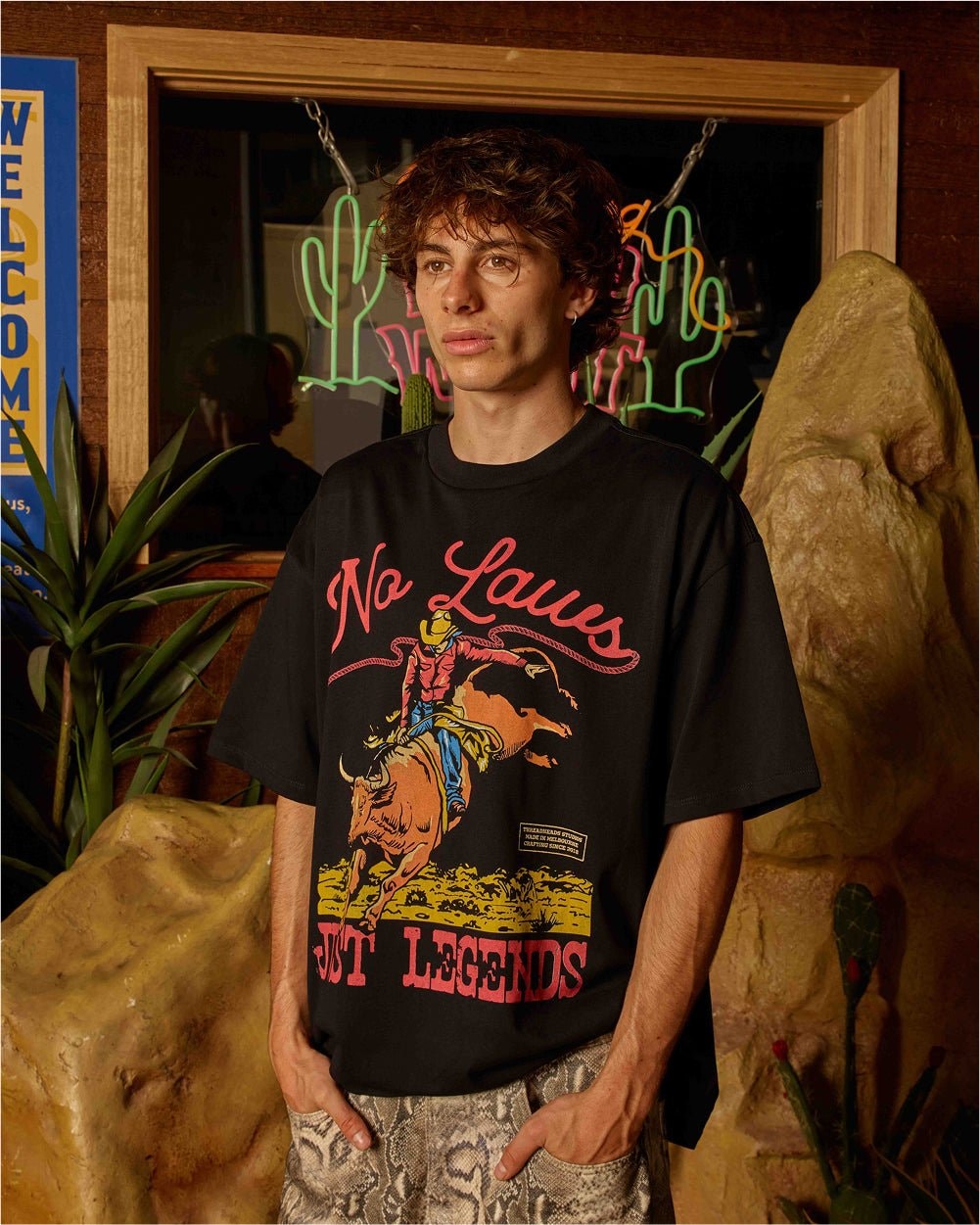 No Laws Oversized Graphic Tee - Unisex 90s Boxy Fit Heavyweight 100% Combed Cotton
