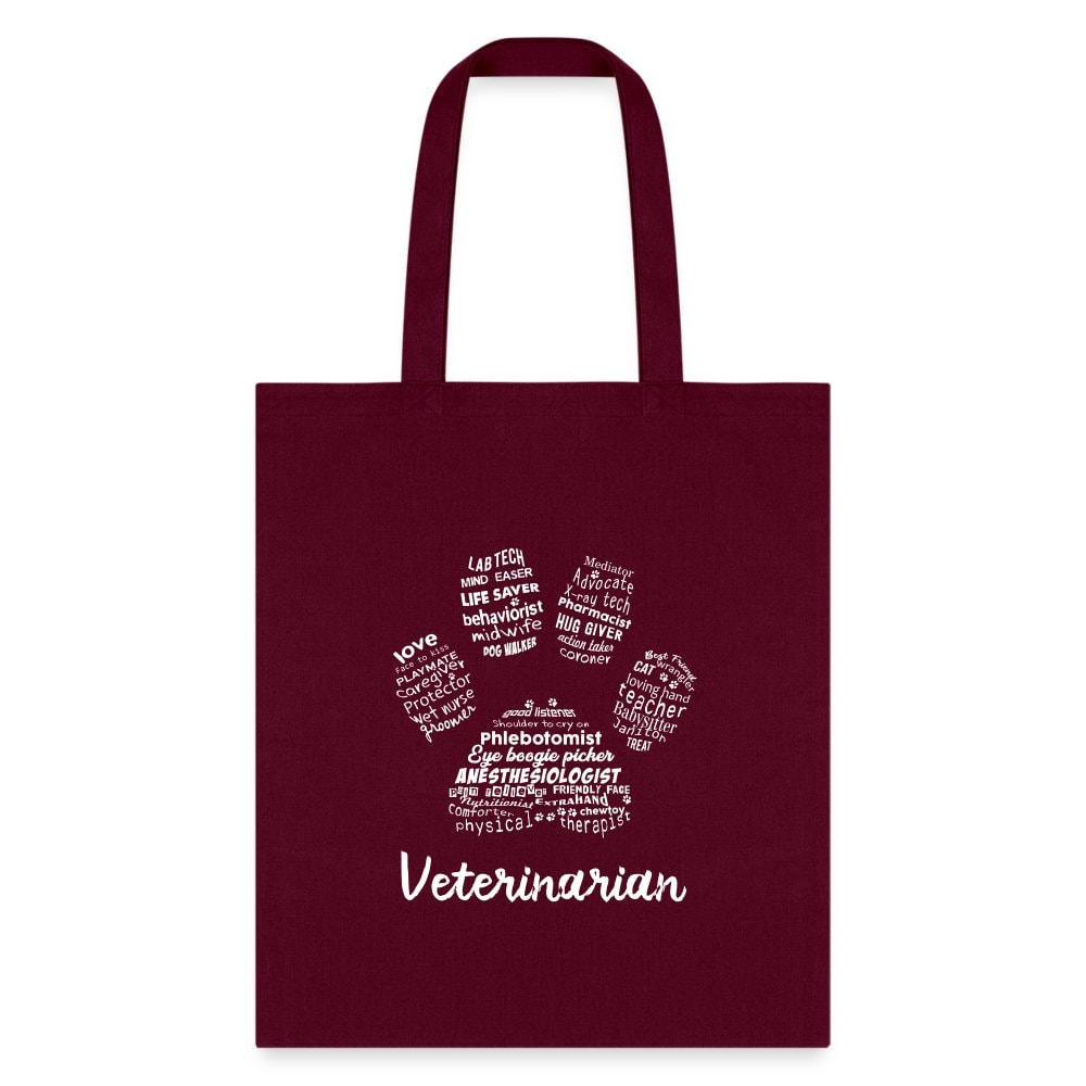 Veterinarian Pawprint Cotton Tote Bag - Vet Tech Student Receptionist Gift