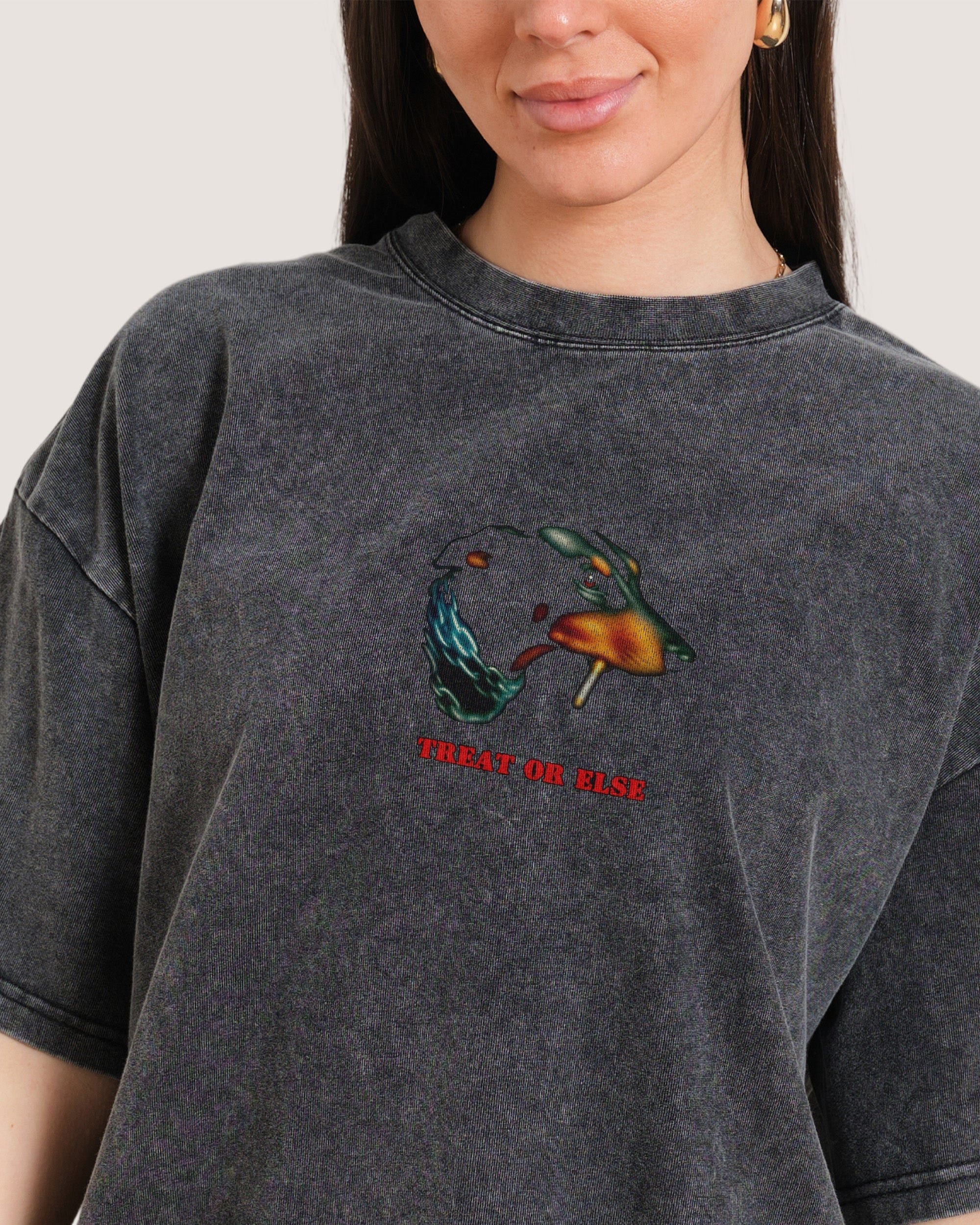 Treat or Else Oversized Graphic Tee - Threadheads Unisex 90s Boxy Fit Cotton T-Shirt