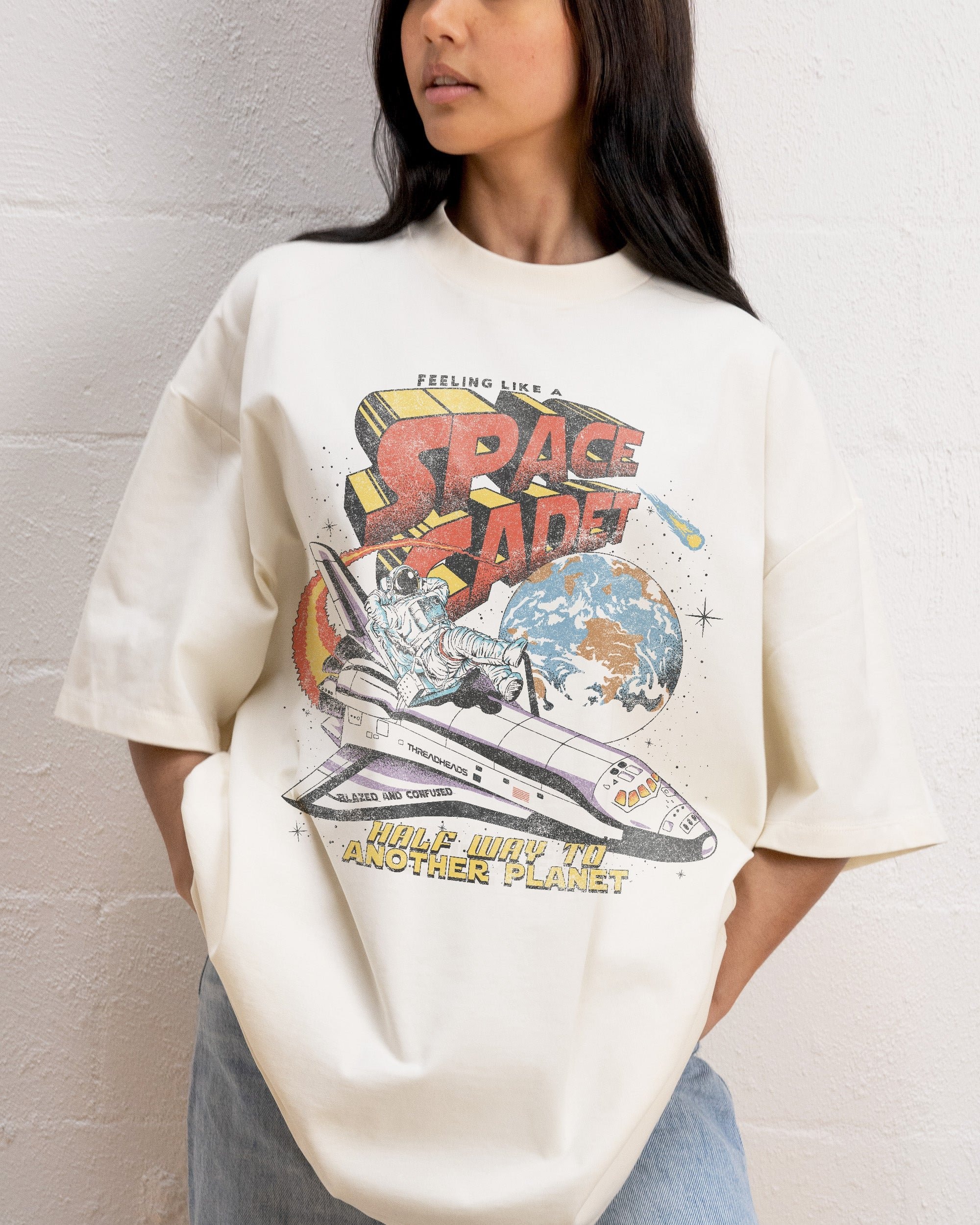 Space Cadet Oversized Unisex Tee - Threadheads 90s Graphic Heavyweight Cotton T-Shirt