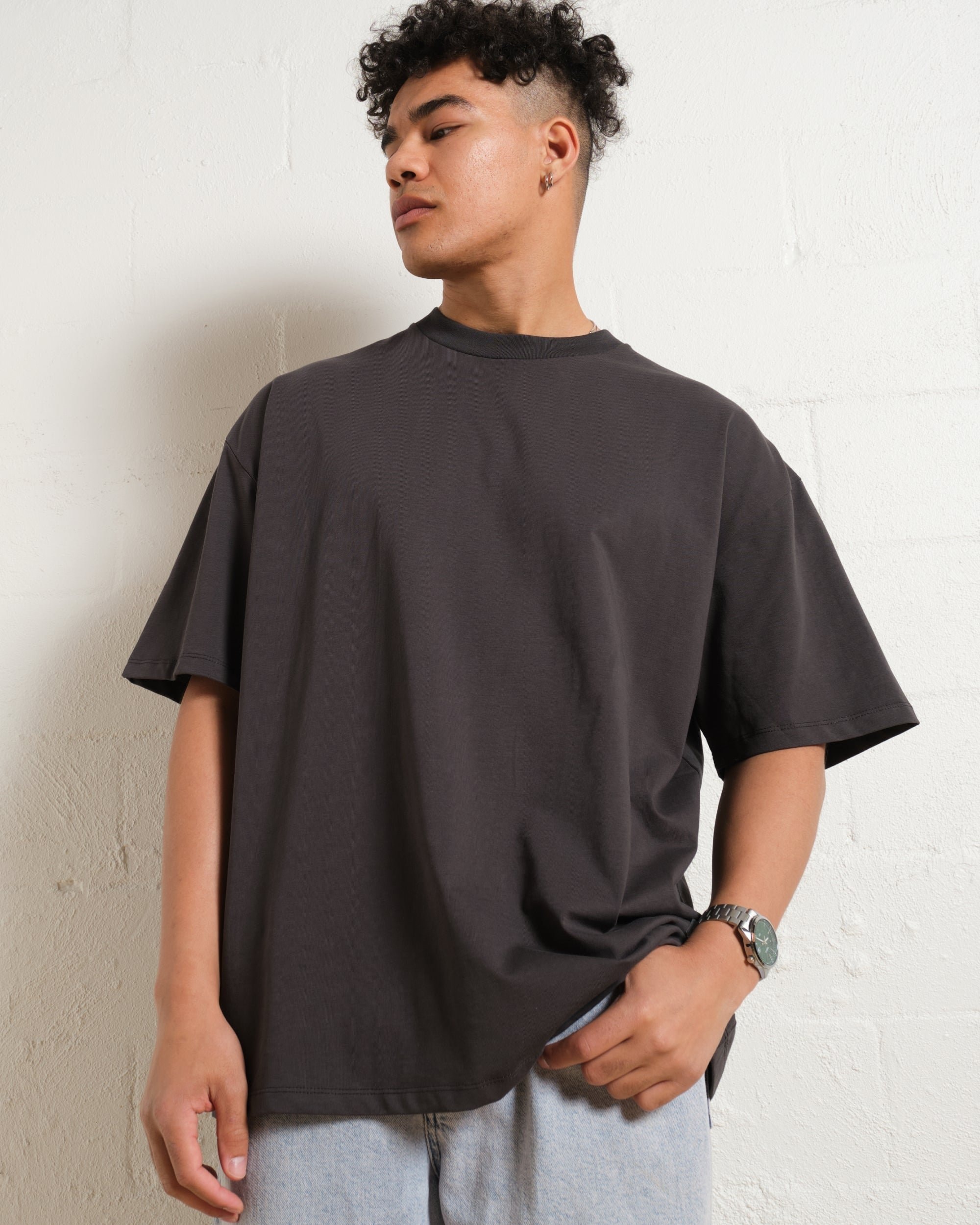 Oversized Tee 4 Pack Unisex Black Charcoal Natural White 100% Cotton