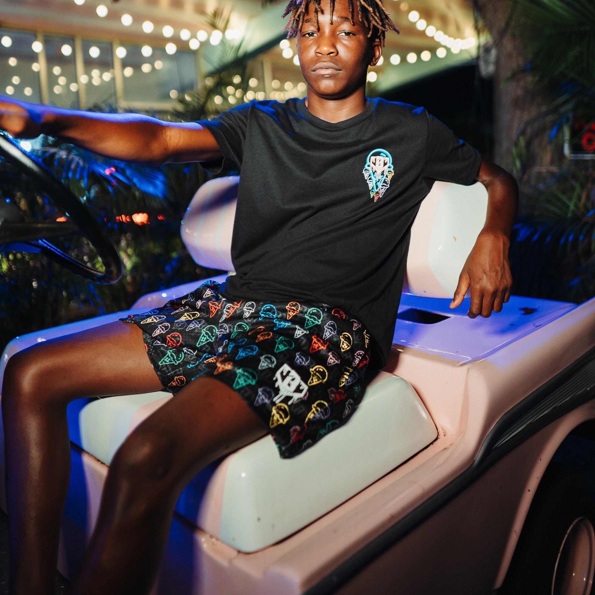 Ice Cream Shorts - Scoops Mesh Baseball Shorts Mint Strawberry Cotton Candy Cherry