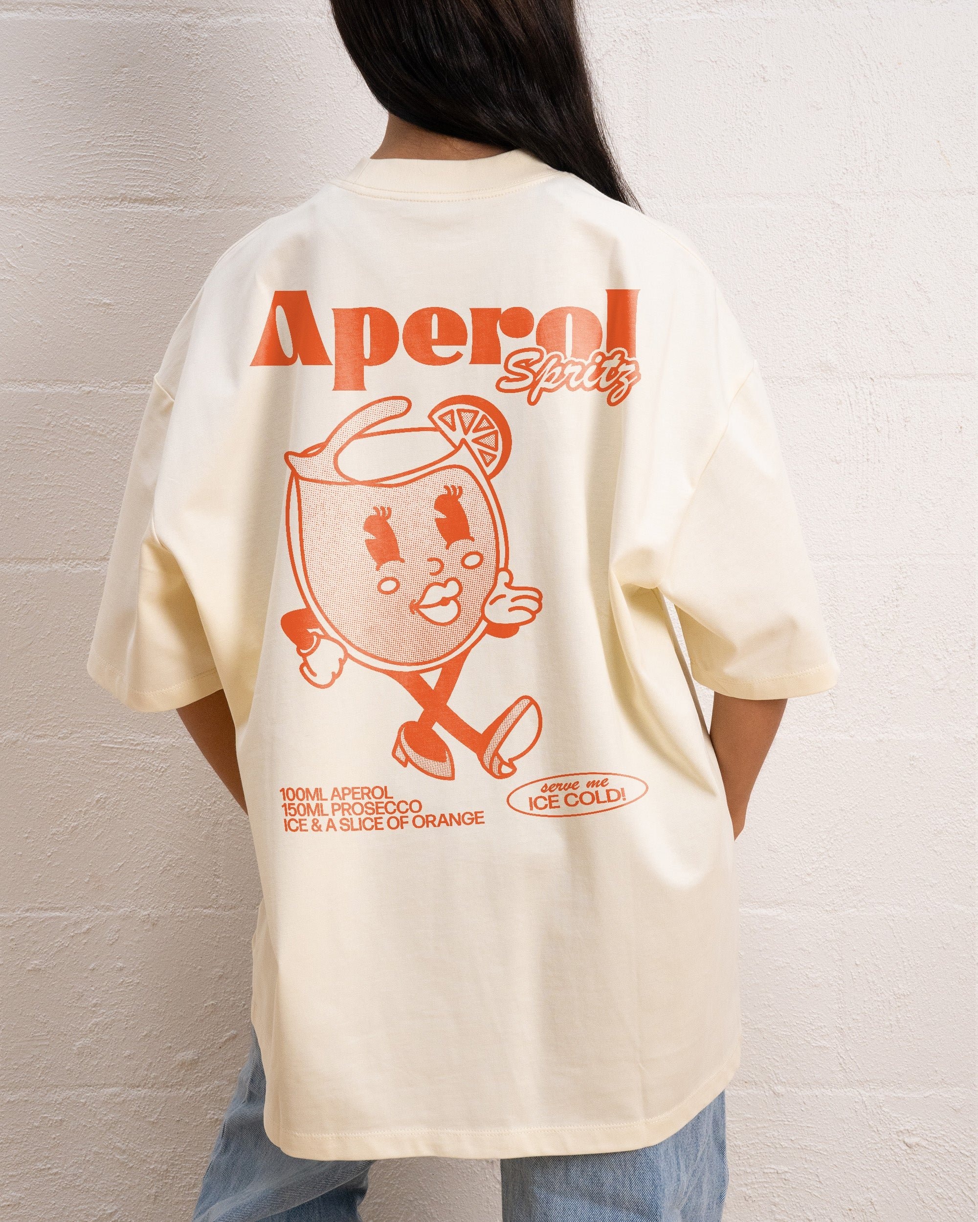 Aperol Spritz Oversized Graphic Tee - Unisex 90s Boxy Fit 100% Combed Cotton