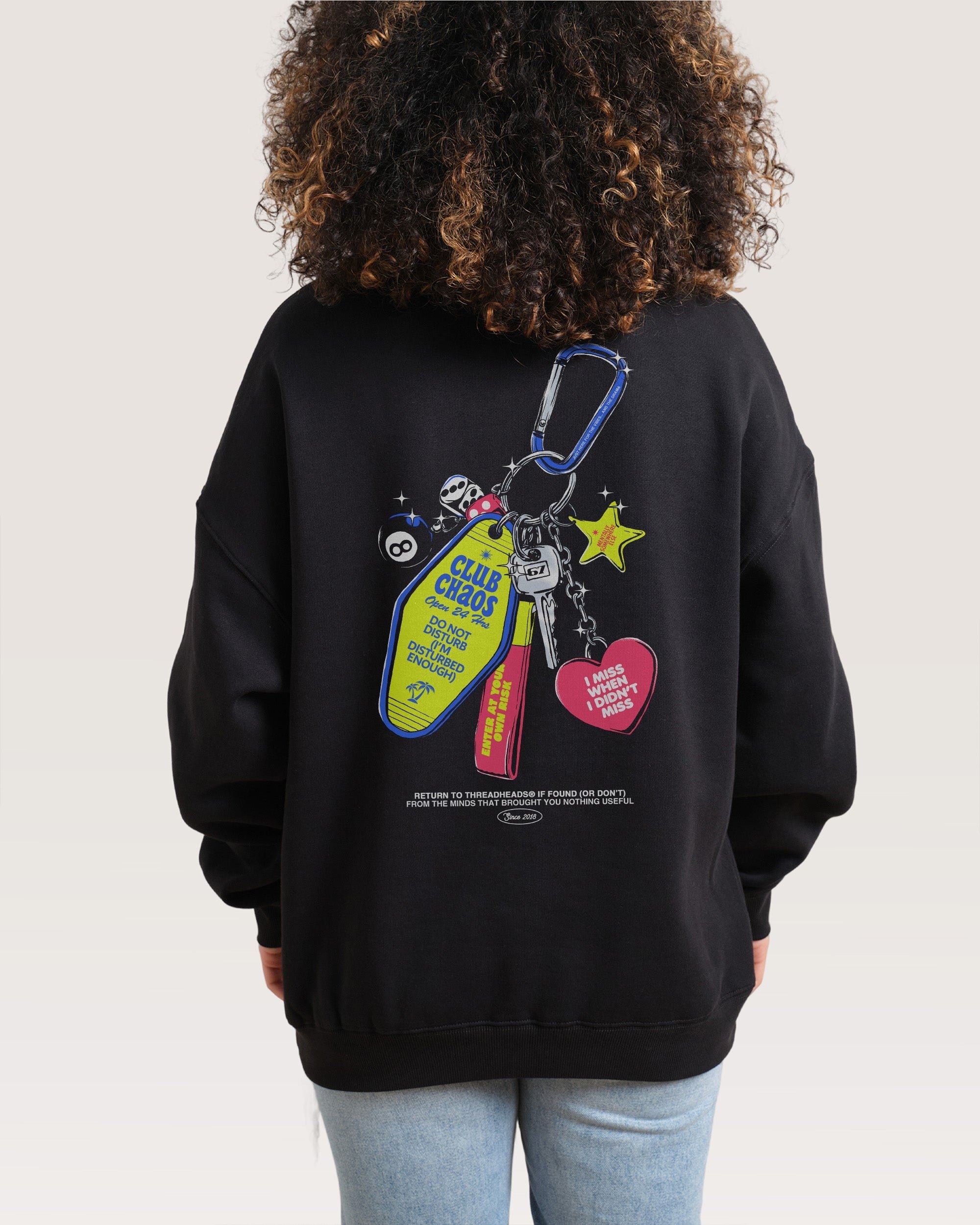 Club Chaos Key Chain Unisex Sweatshirt - 340gsm Cotton Polyester Graphic Print
