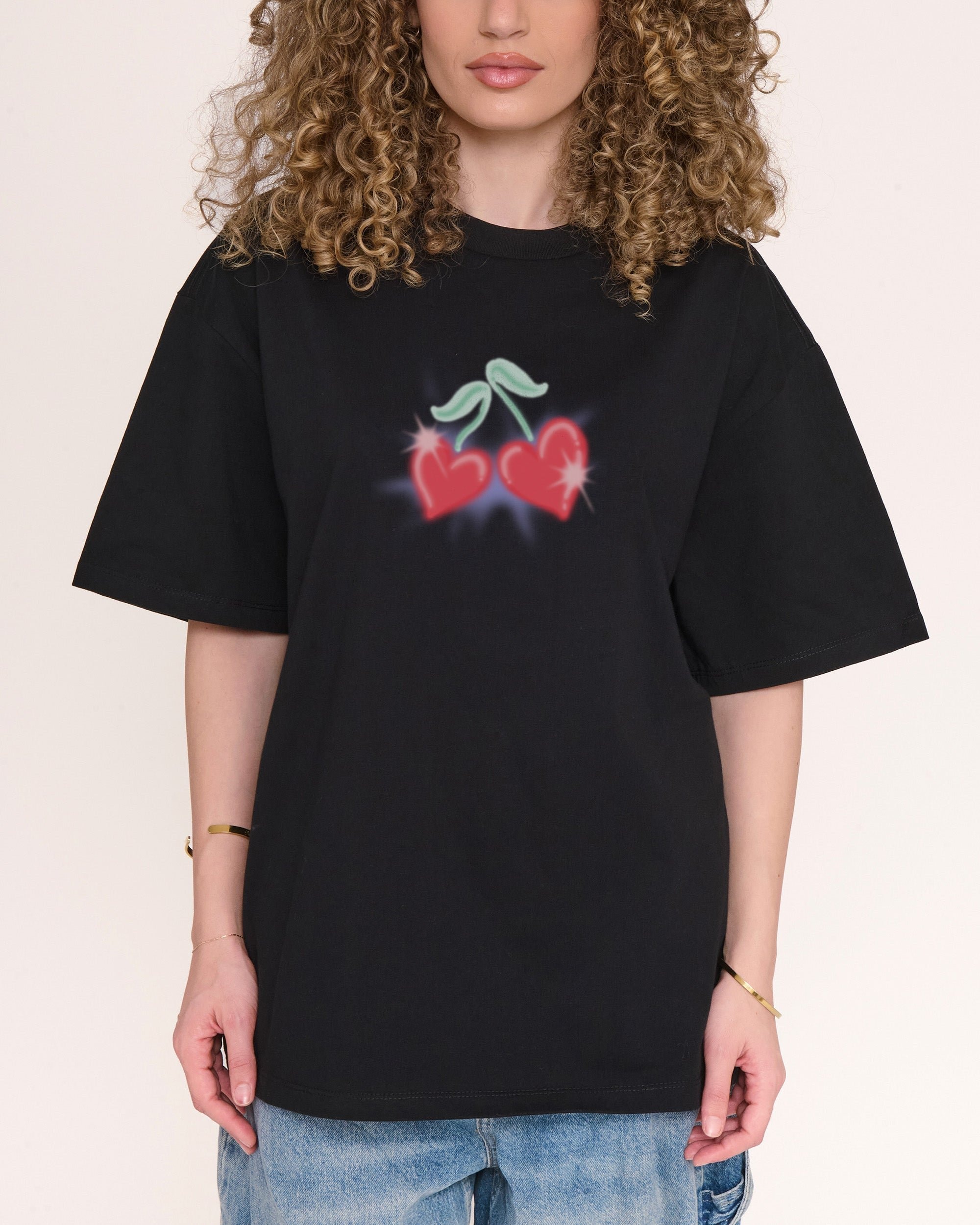 Love Cherry Oversized Graphic Tee - Threadheads Unisex 90s Boxy Fit 100% Combed Cotton