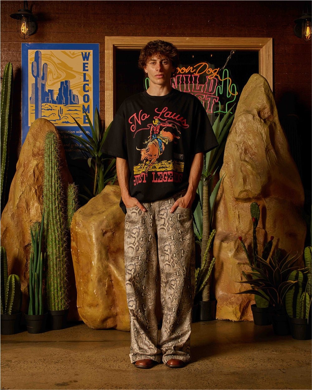 No Laws Oversized Graphic Tee - Unisex 90s Boxy Fit Heavyweight 100% Combed Cotton