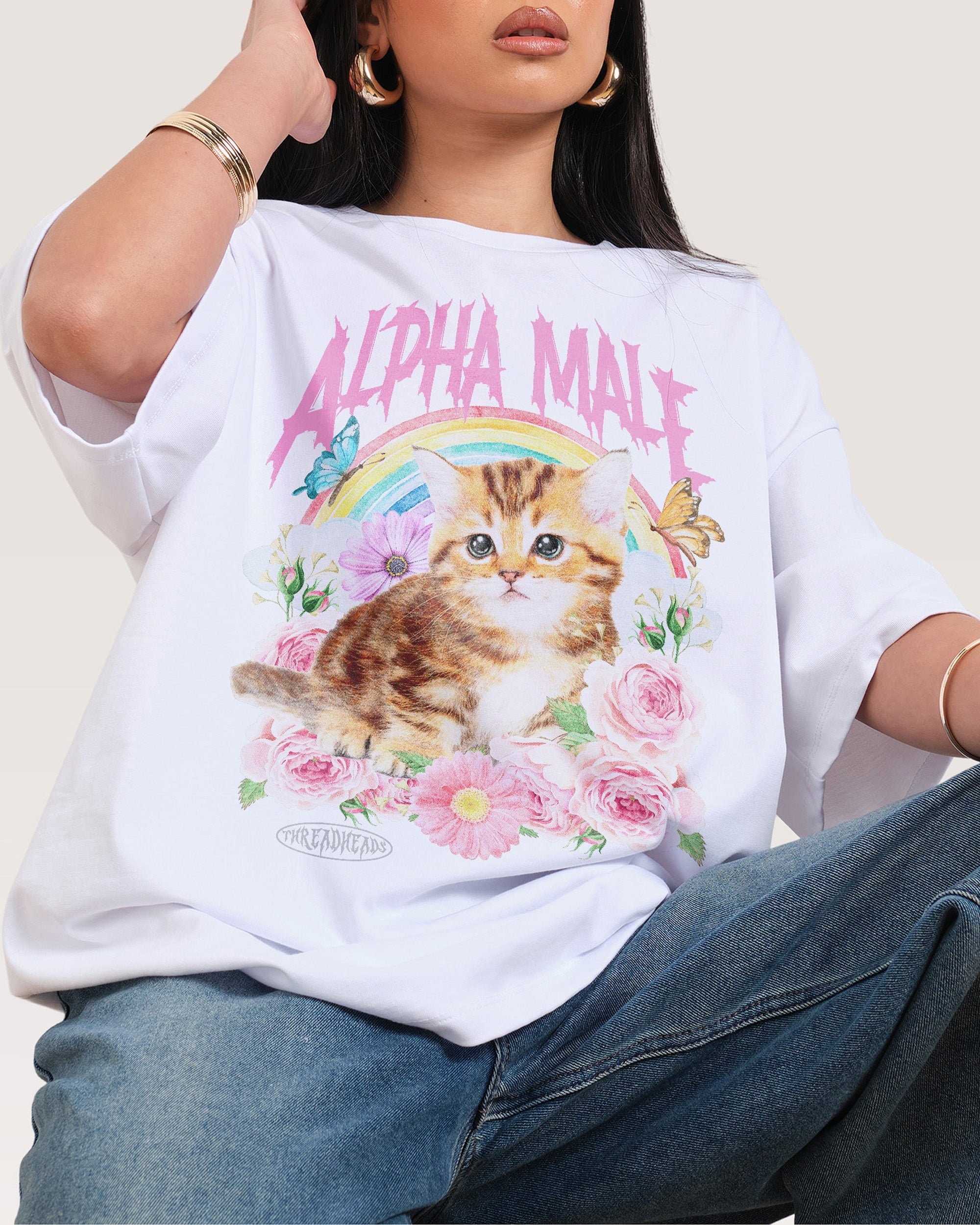 Alpha Male Oversized Graphic Tee Unisex 90s Boxy Fit 100% Combed Cotton