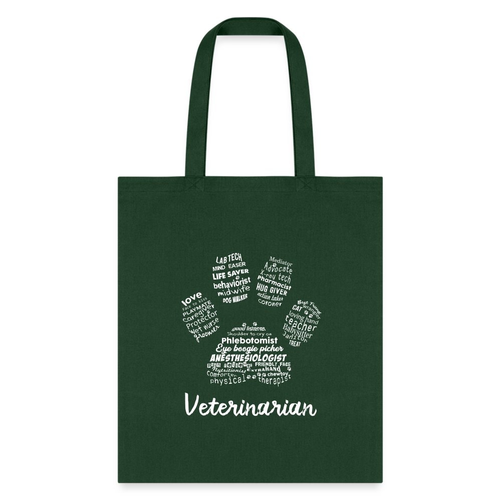 Veterinarian Pawprint Cotton Tote Bag - Vet Tech Student Receptionist Gift