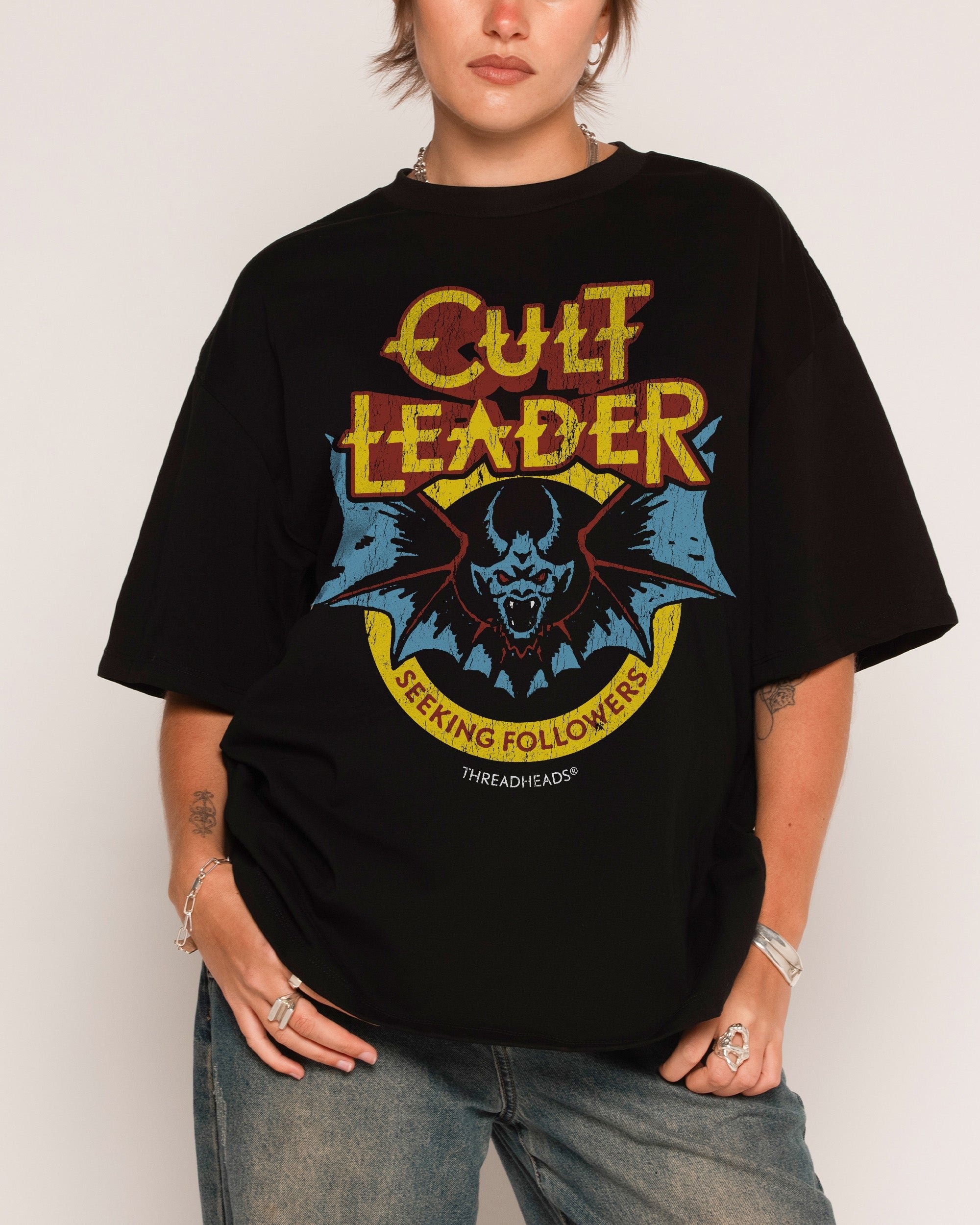 Cult Leader Oversized Graphic Tee Unisex 90s Boxy Fit 100% Combed Cotton