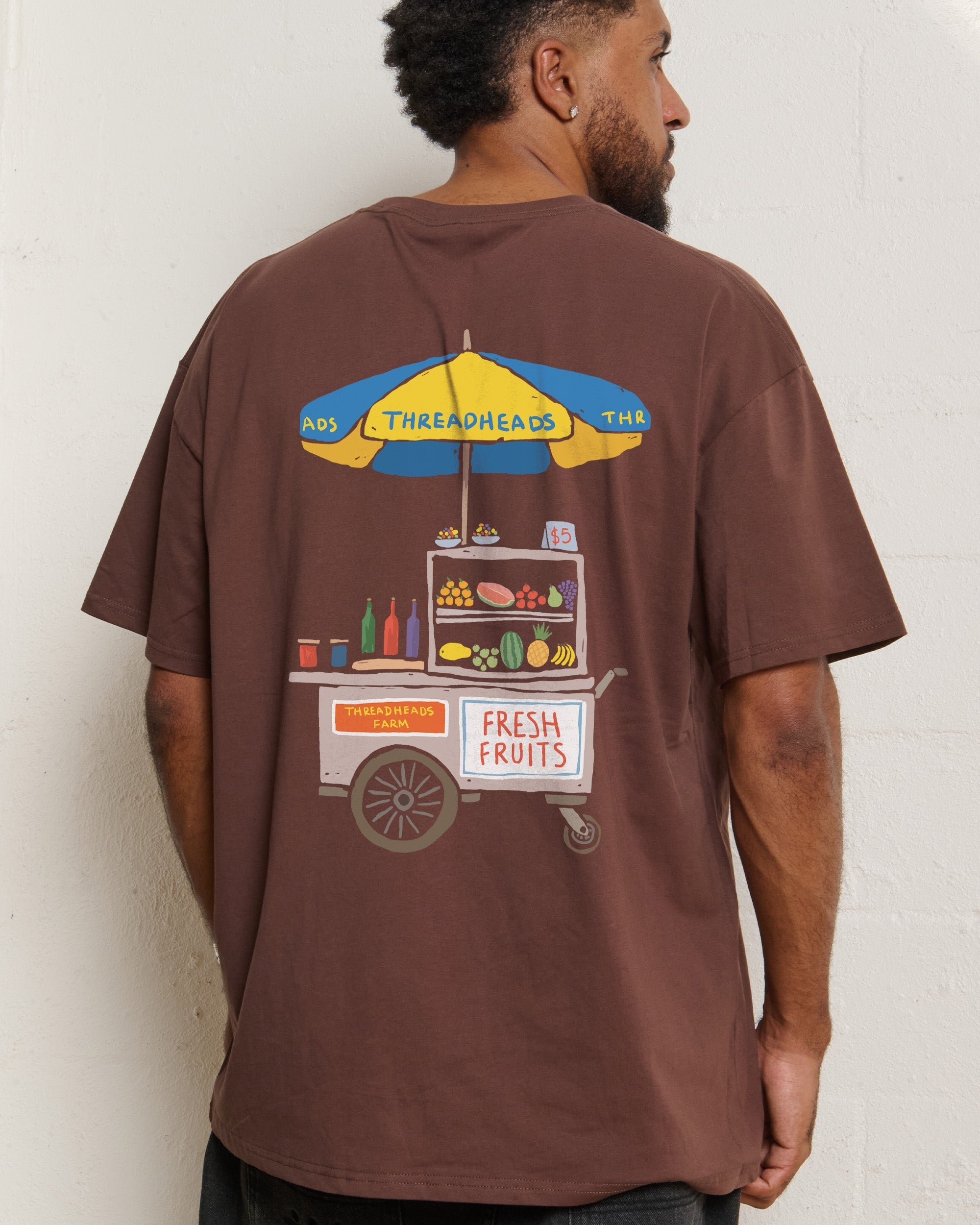 Fresh Fruits Oversized Graphic Tee - Unisex 90s Boxy Fit 100% Combed Cotton