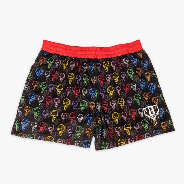 Ice Cream Shorts - Scoops Mesh Baseball Shorts Mint Strawberry Cotton Candy Cherry