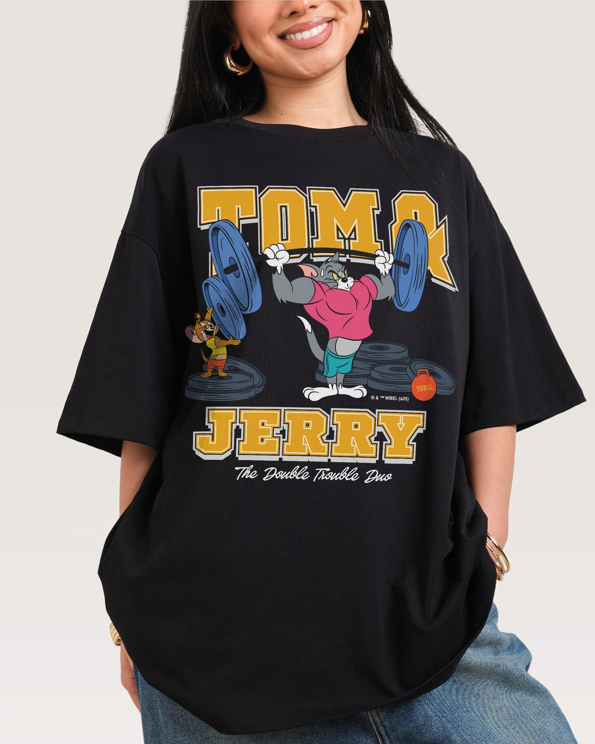 Tom and Jerry Double Trouble Duo Oversized Graphic Tee - Unisex 100% Combed Cotton