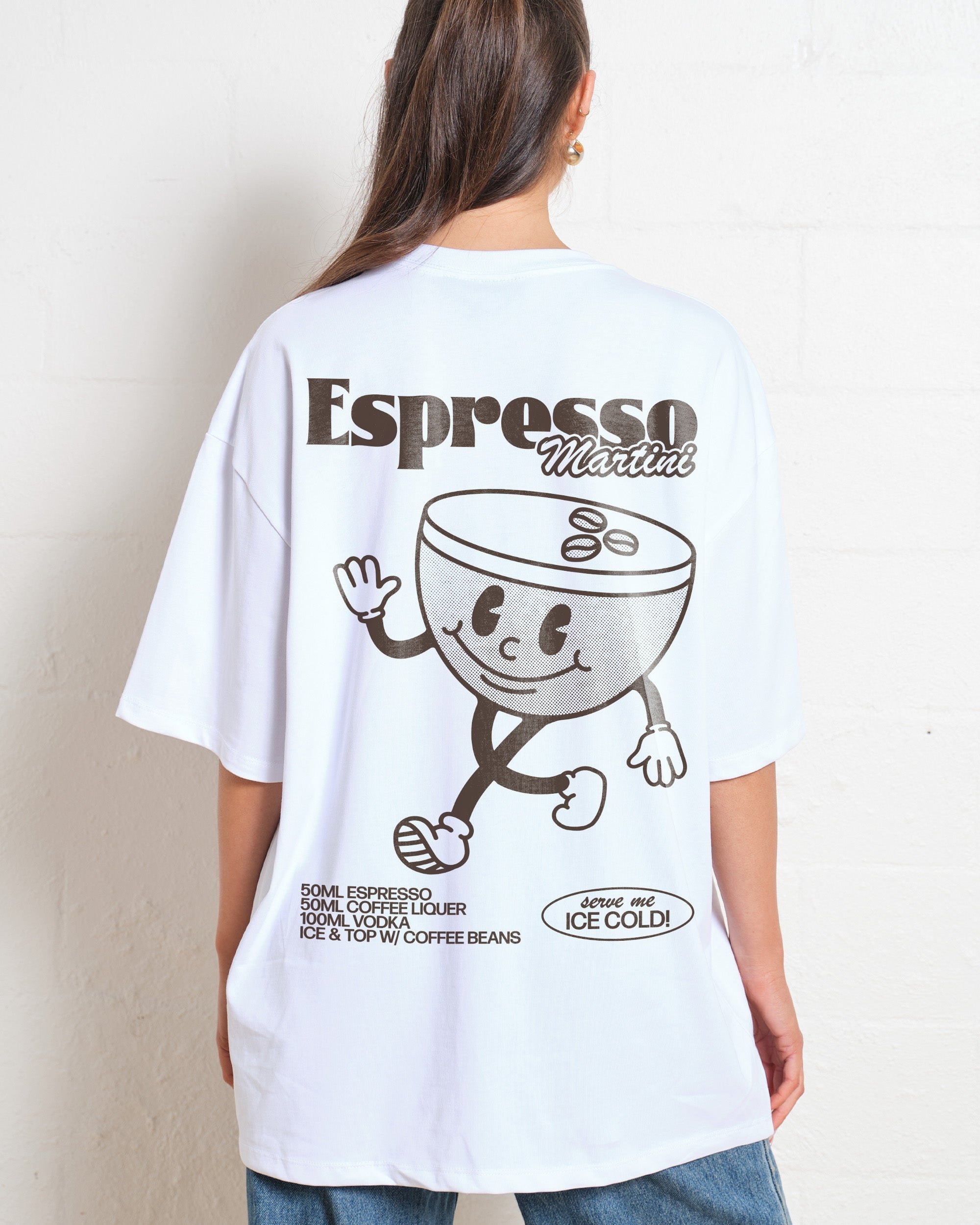 Espresso Martini Oversized Graphic Tee - Unisex 90s Boxy Fit 100% Combed Cotton