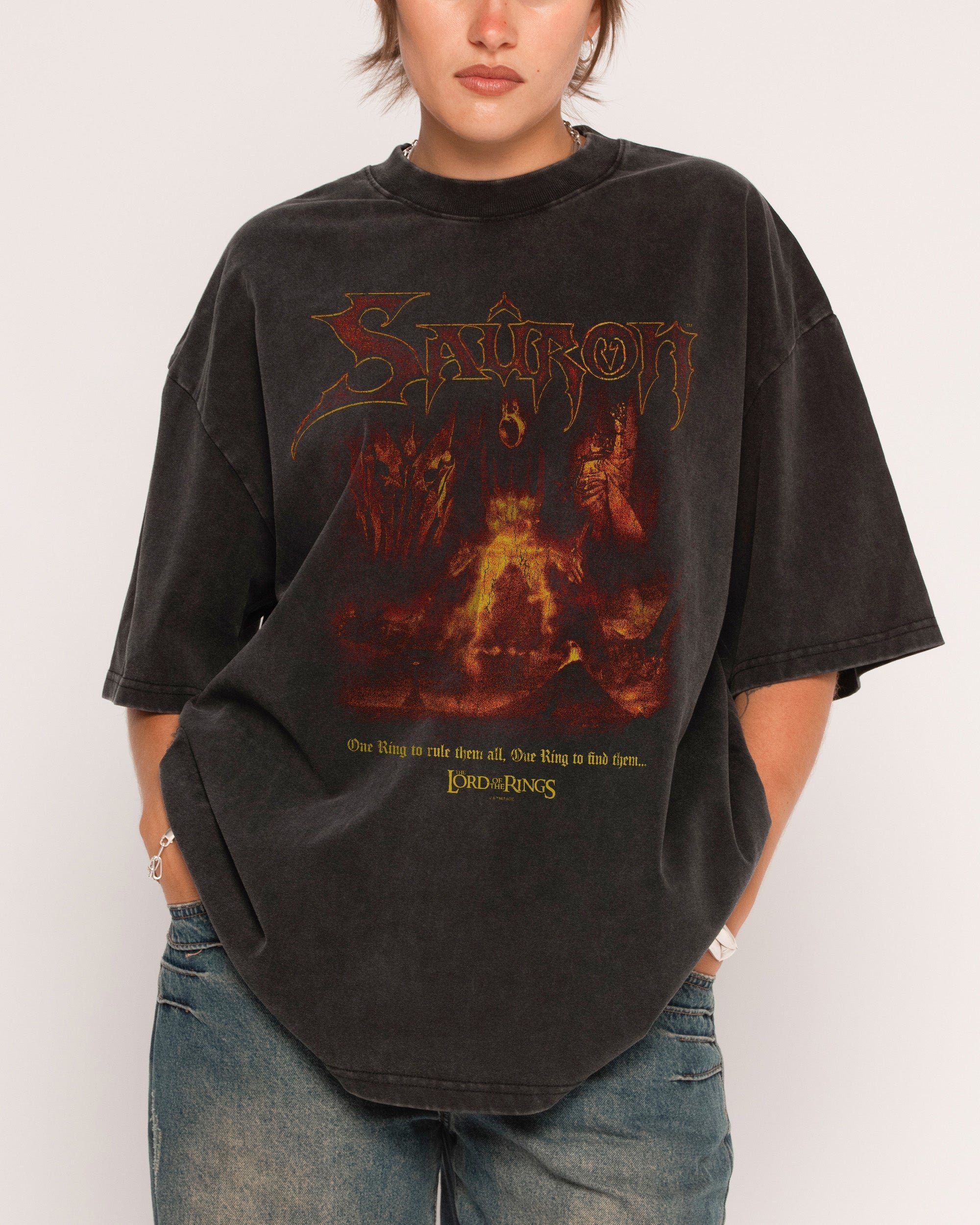 Dark Lord Sauron Oversized T-Shirt - Lord of the Rings Graphic Tee Unisex Black