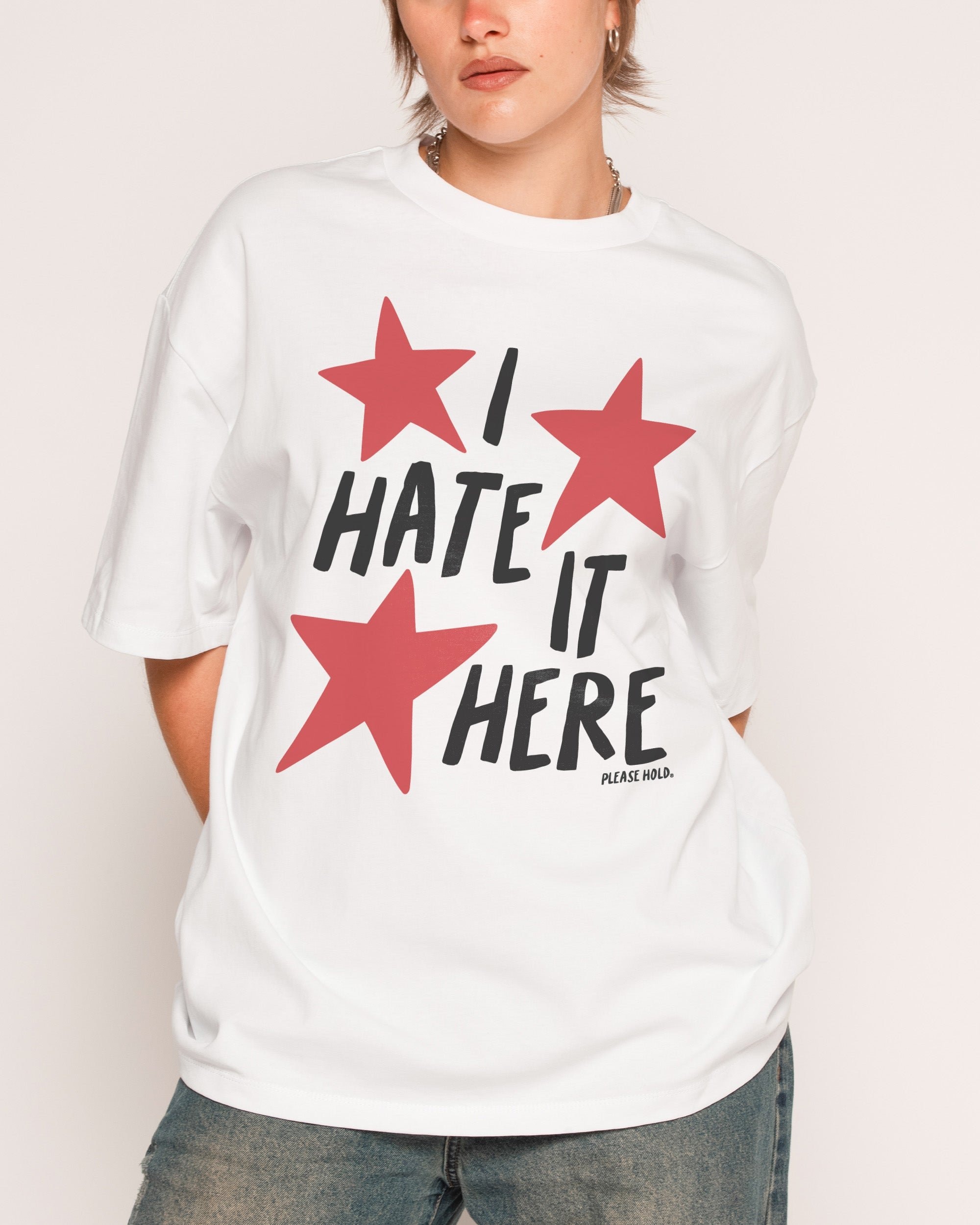 I Hate It Here Oversized Graphic Tee Unisex 90s Boxy Fit 100% Combed Cotton