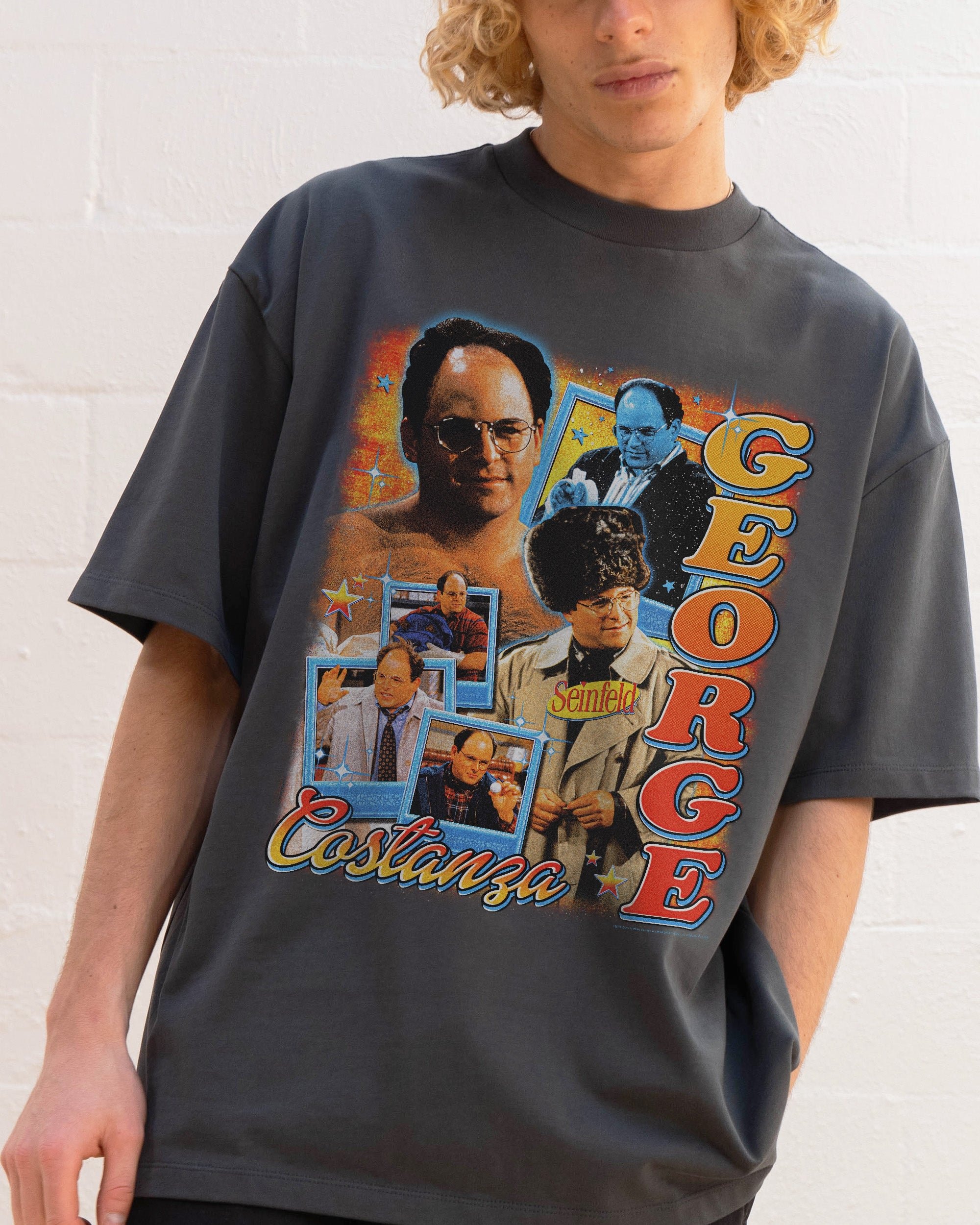 George Costanza Oversized Graphic Tee - Seinfeld Unisex 90s Boxy Fit Cotton T-Shirt