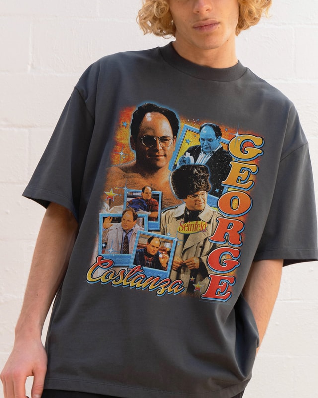 George Costanza Oversized Graphic Tee - Seinfeld Unisex 90s Boxy Fit Cotton T-Shirt