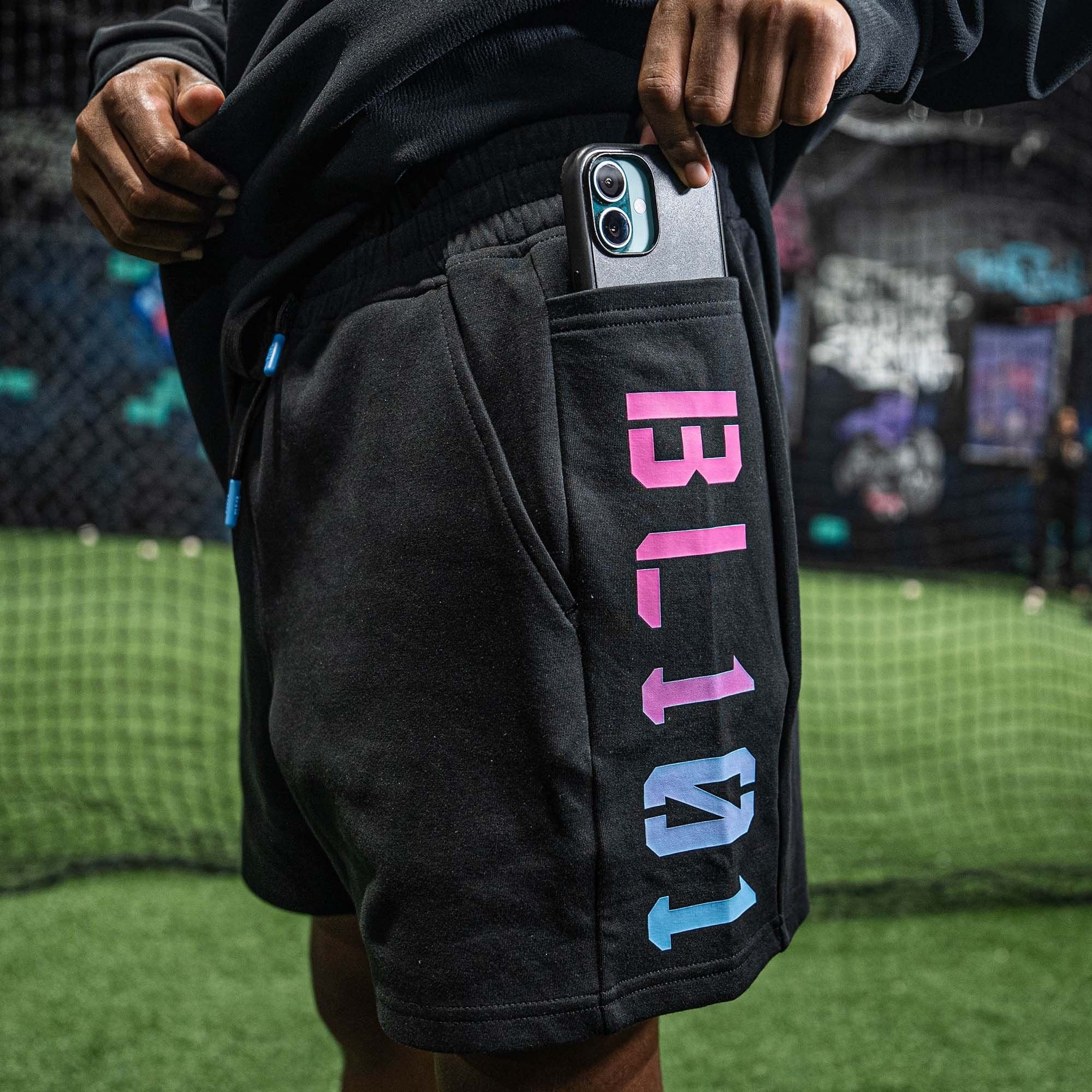 Diamond Relaxed Fit Sweatshorts Black/Cotton Candy Men's Athletic Shorts