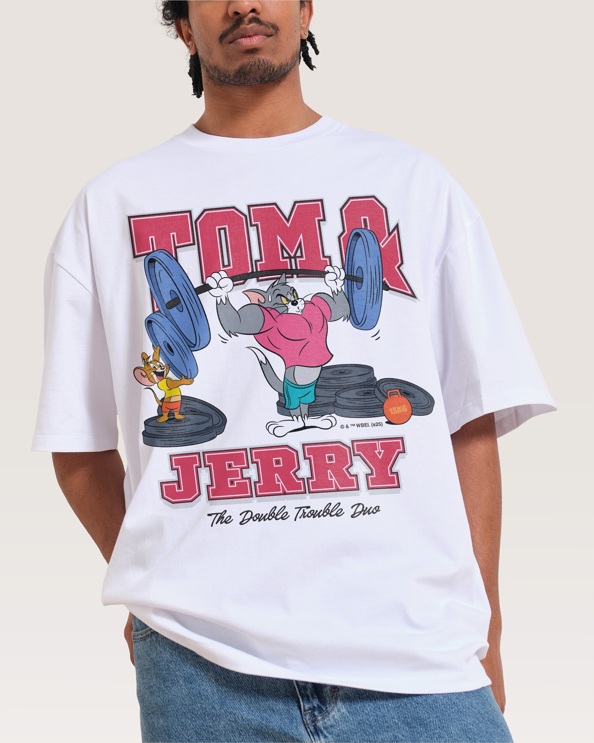 Tom and Jerry Double Trouble Duo Oversized Graphic Tee - Unisex 100% Combed Cotton