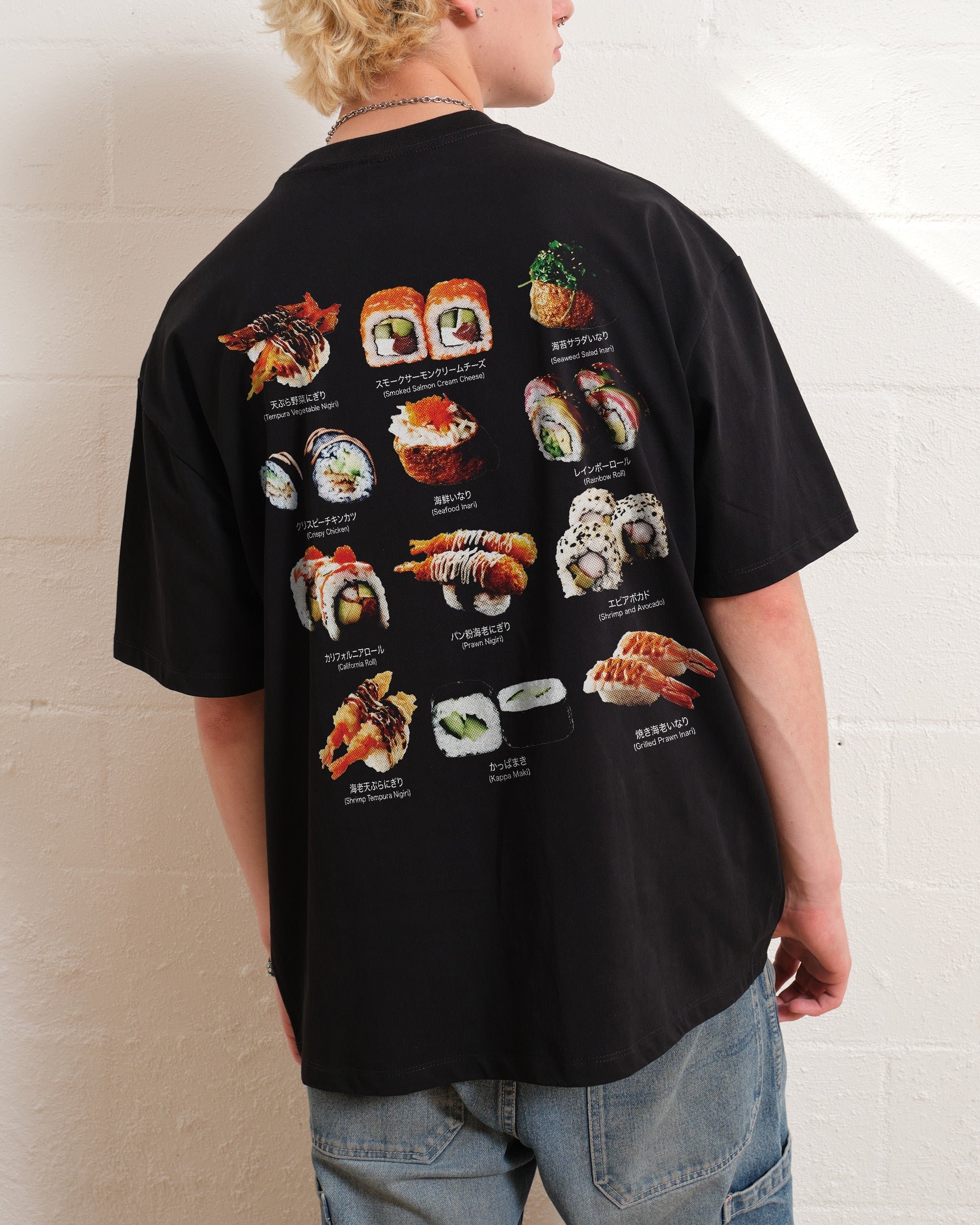 Sushi Oversized Graphic Tee - Threadheads 90s Boxy Fit Unisex Cotton T-Shirt