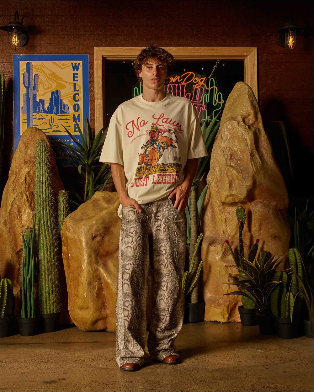 No Laws Oversized Graphic Tee - Unisex 90s Boxy Fit Heavyweight 100% Combed Cotton