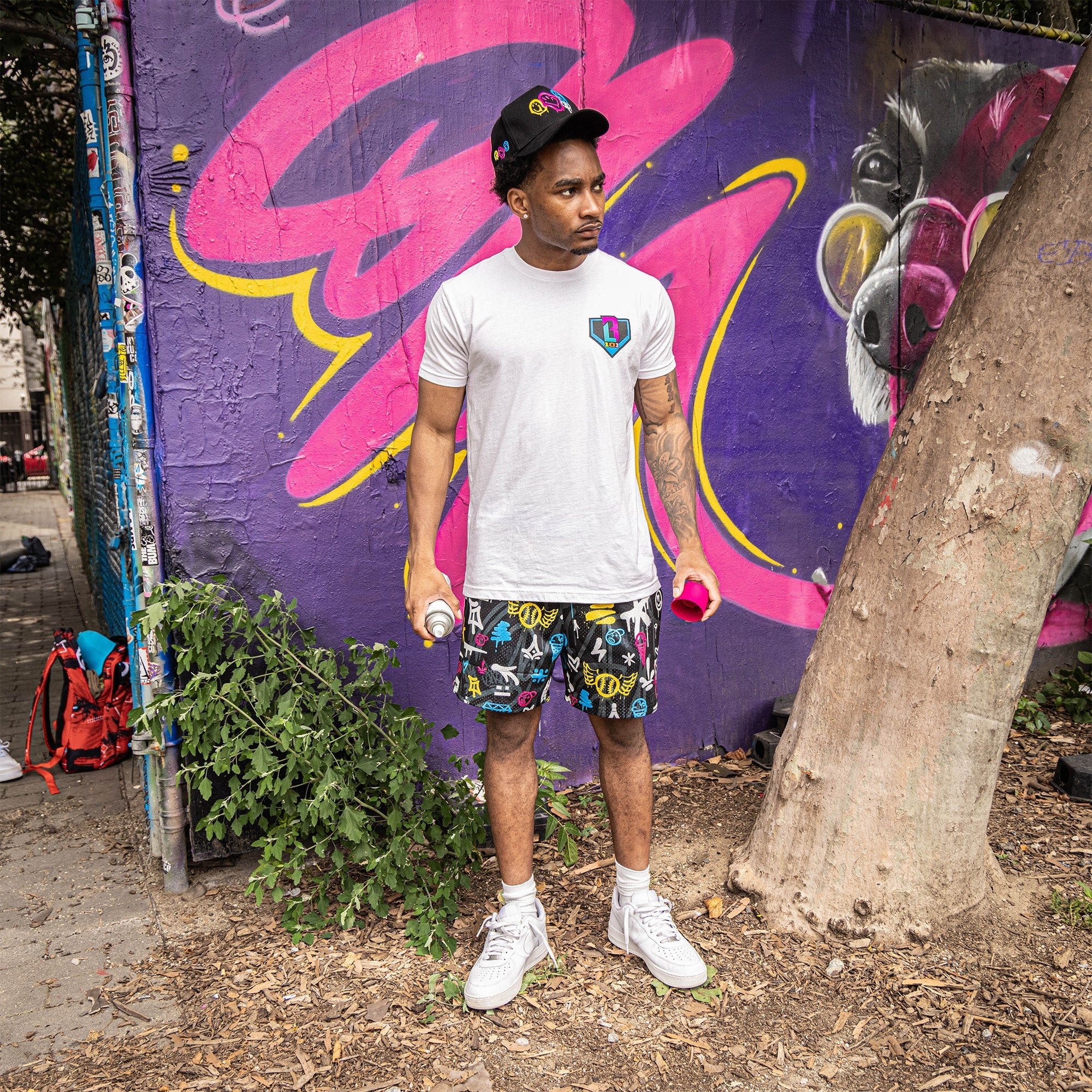 Graffiti Drip Mesh Shorts - Baseball Streetwear Allover Print